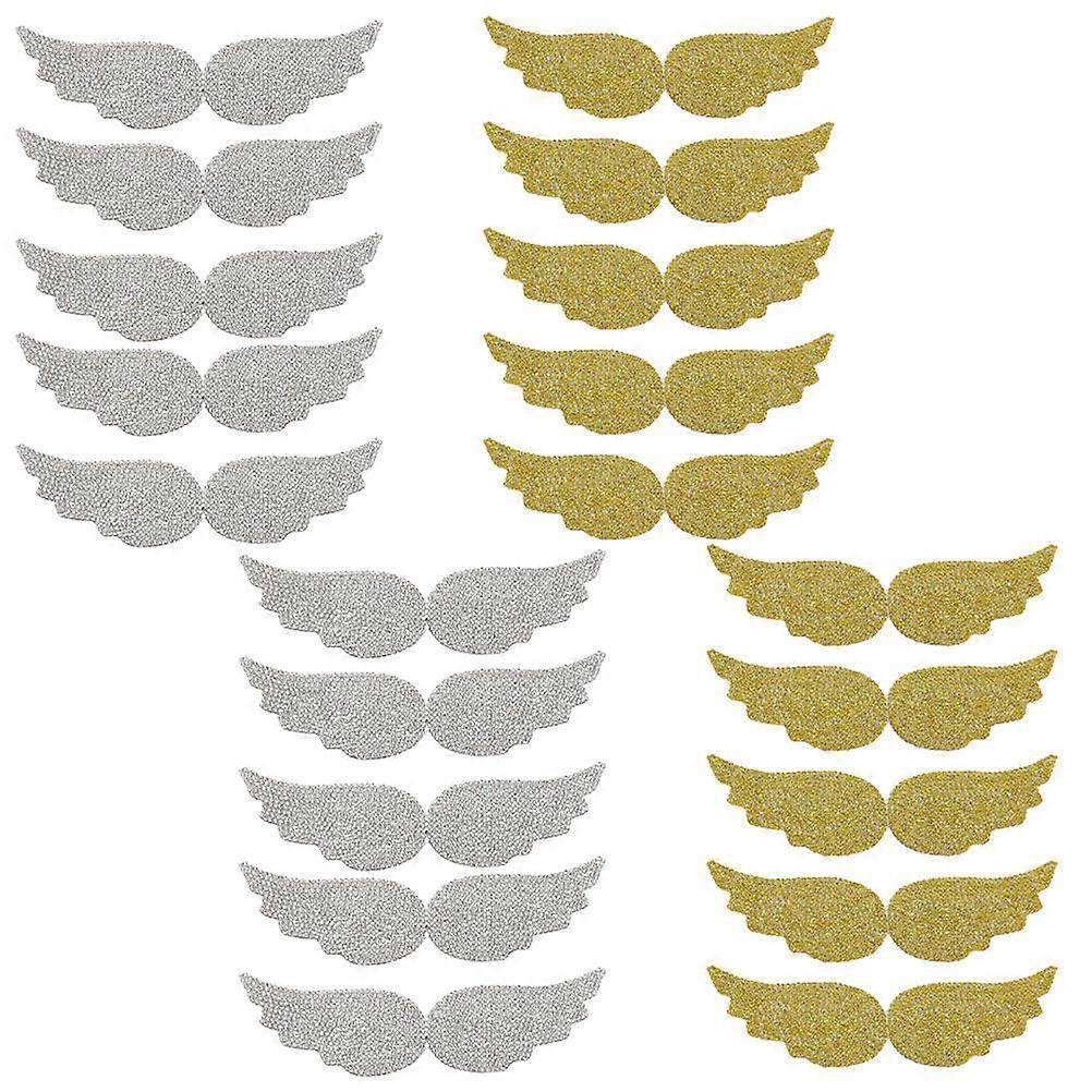 Diy Enthusiasts Fabric Applique Patch Wing Shape Golden For Hats And Wall Decorations 20Set