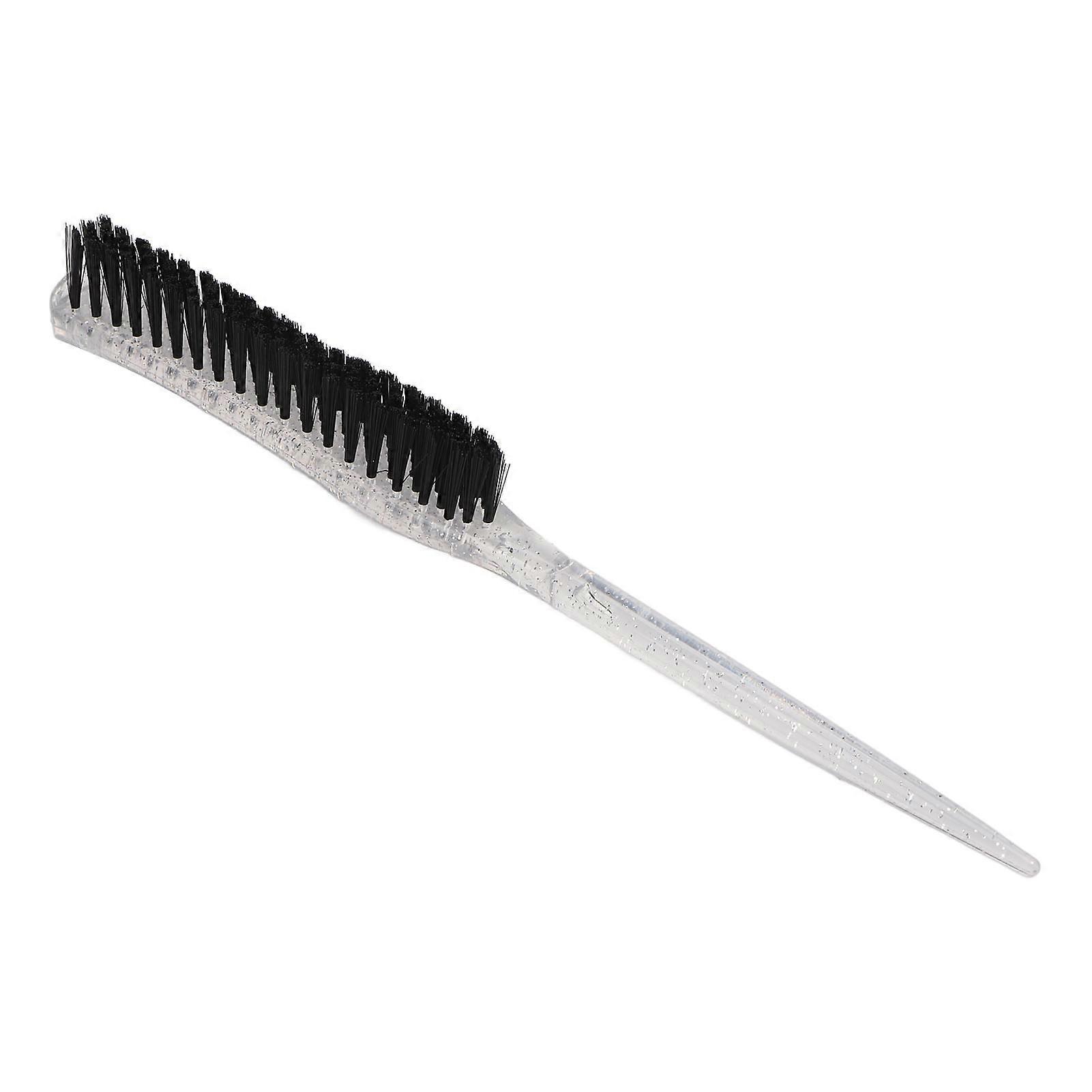 Rat Tail Teasing Brush Glitter Handle Soft Nylon Back Combing Teasing Hair Brush for Back Combing Silver 