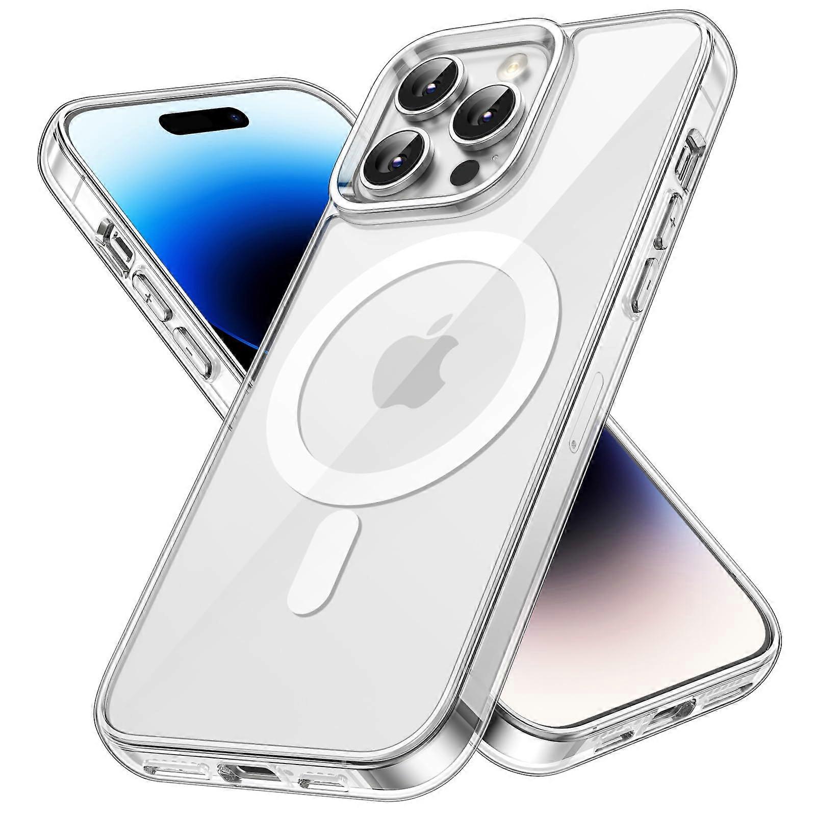 Magnetic Case for iPhone 14 Pro 6.1 Inch, Shockproof, Scratch-Resistant, Transparent Back, Compatible with MagSafe Charging