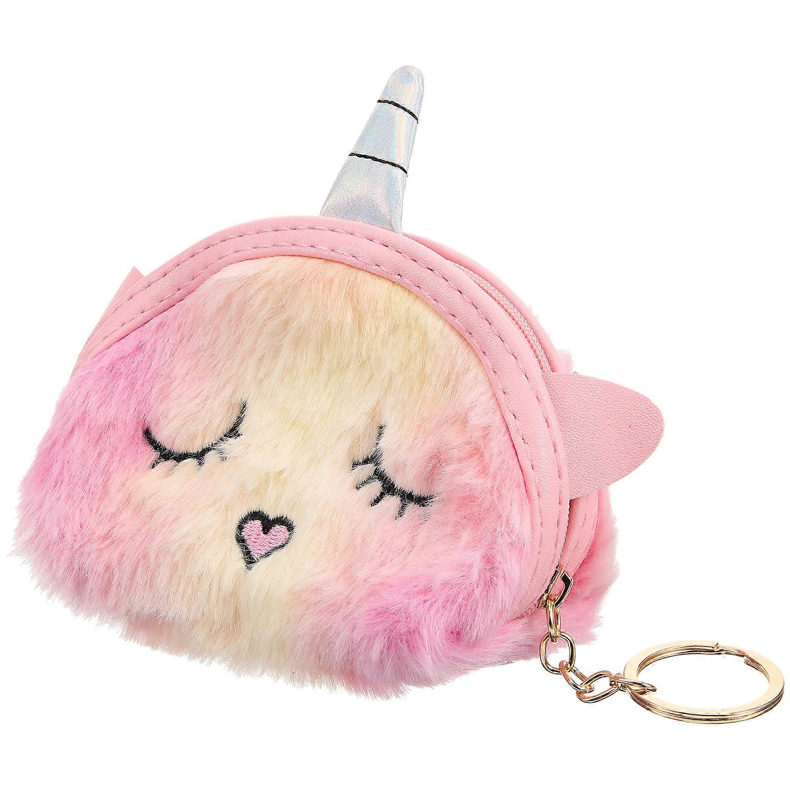 Cute Pink Wallet For Girls Unicorn Shape Portable Storage For Makeup 5.1X4.7X2In 1PC
