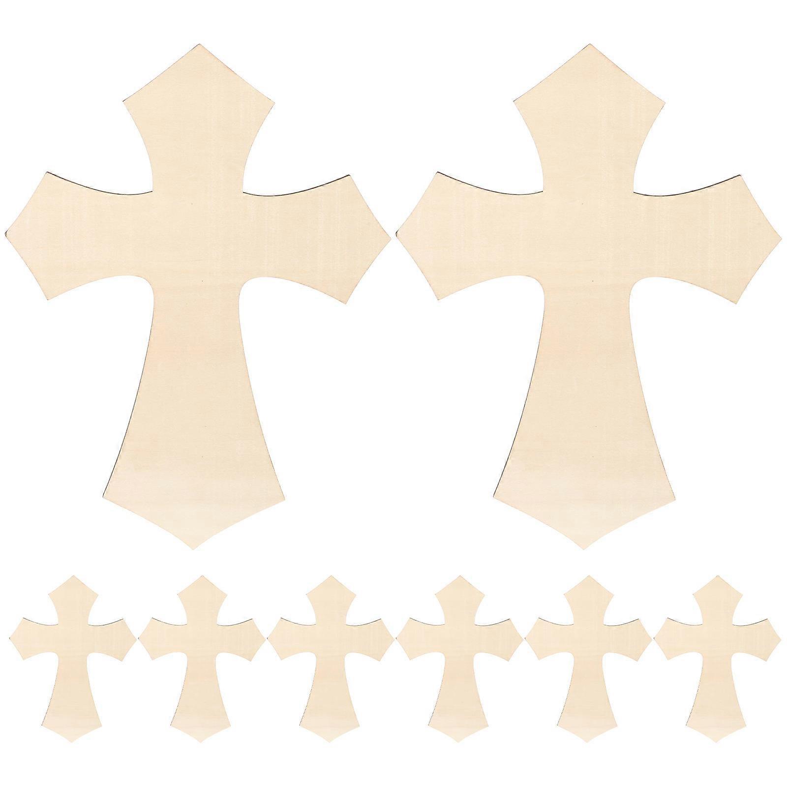 8pcs Light Yellow Plastic Cross Cutouts for Decor Unfinished and Easy to