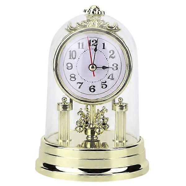 Retro round silent alarm clock, digital alarm clock, European style table clock, antique desk clock