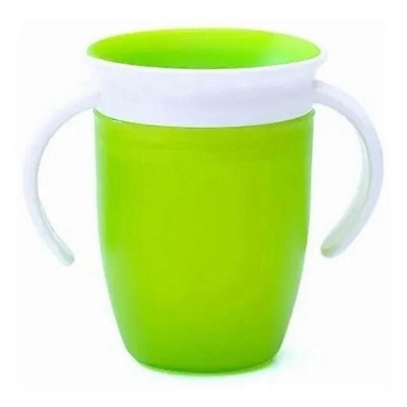 Trainer Cup 240ml Capacity 360 Degrees Sealing Double Handles Baby Silicone Drinking Cup for Home Travel Green