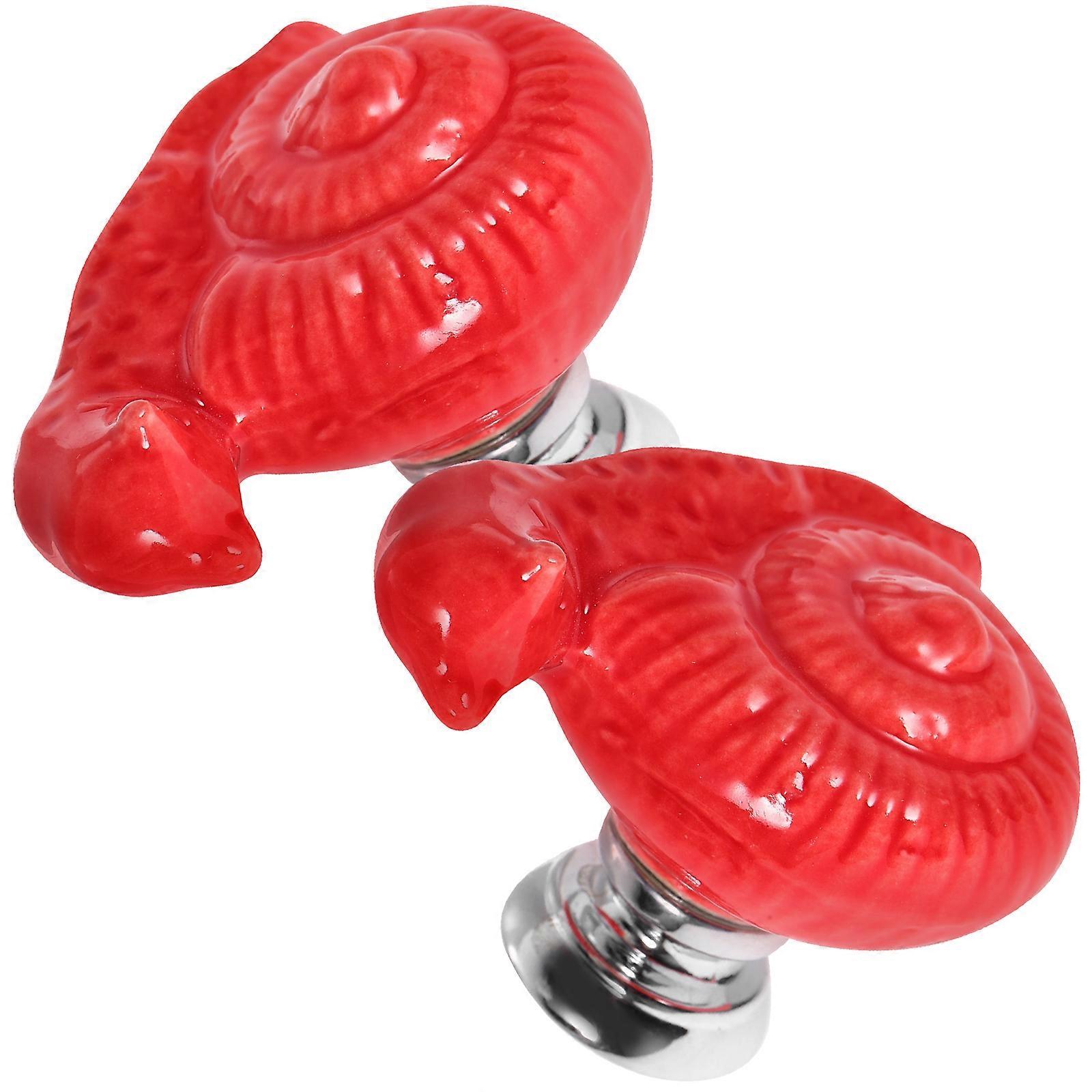 Toilet Tank Flush Button Snail Shape Bathroom Accessories Red 4.50X2.80X2.60CM Water-saving Easy Installation 2Pcs