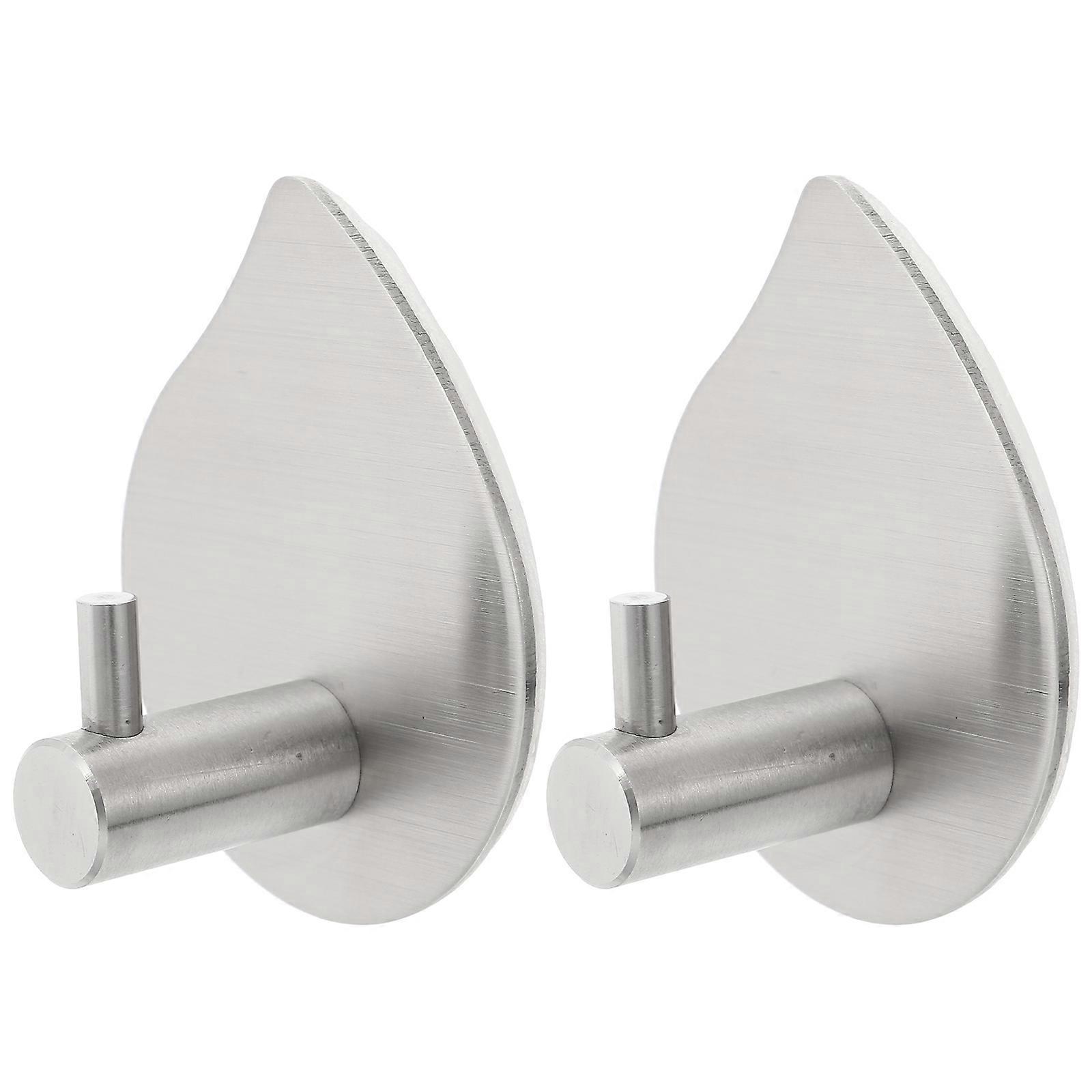 Punch-Free αυτοκόλλητα άγκιστρα 2Pcs πρακτική τοποθέτηση τοίχου λύση για την κουζίνα και το μπάνιο ασημένιο φινίρισμα