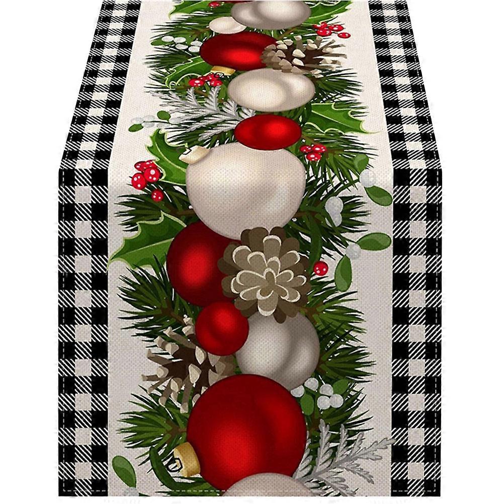 Festive Table Runner Decor Christmas Theme 183x33cm Rectangular Multi Color 1Set For Winter Seasonal Dining Room Decoration