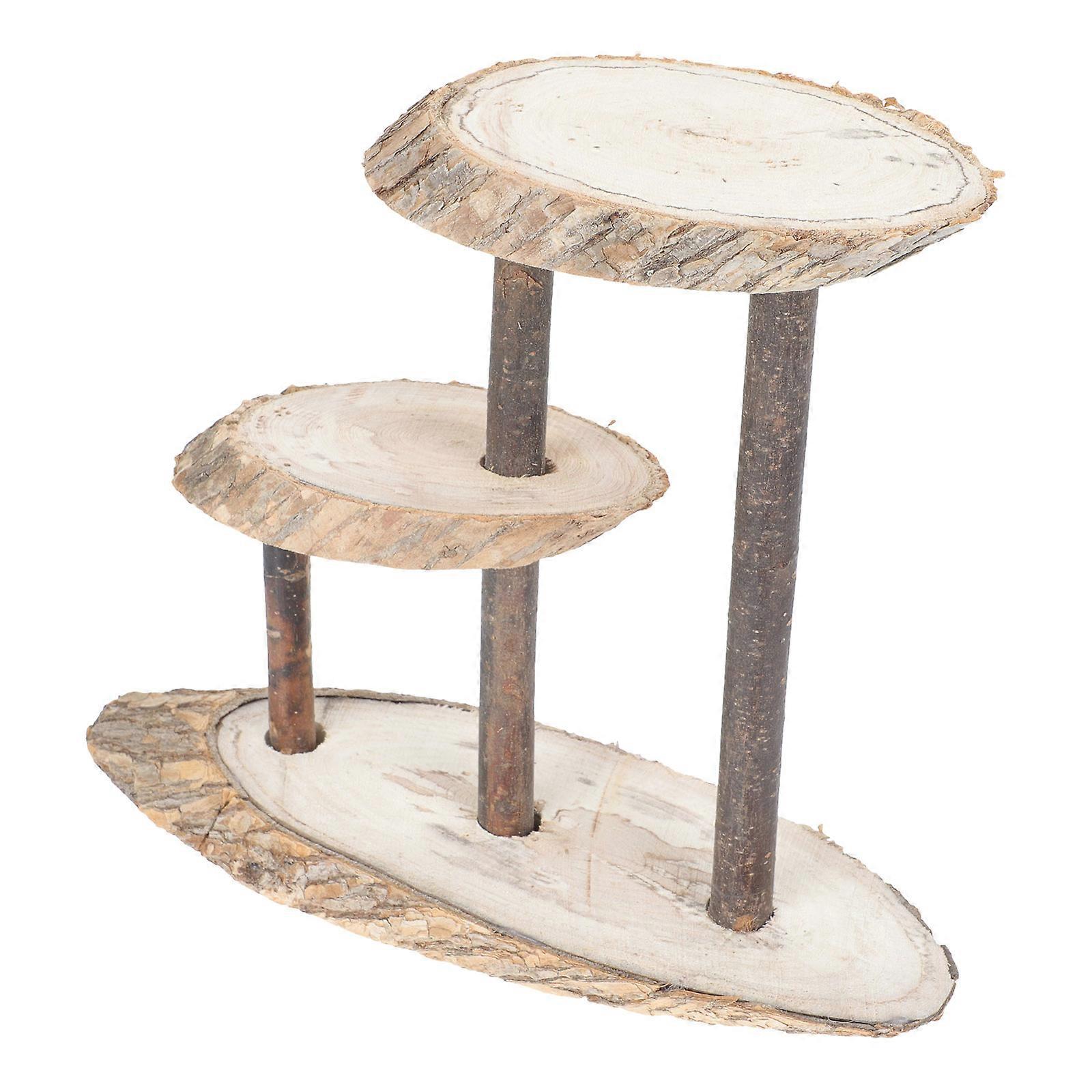 Storage Rack Wooden Table Candle Holder Flowerpot Shelf Natural Style Home Decoration Rectangular Shape 1Pack