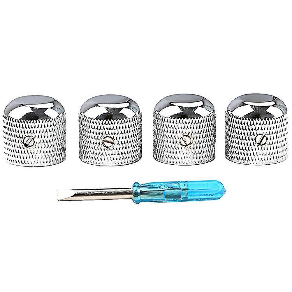 Chrome Electric Guitar Knobs Set Durable Metal Volume Control Dome for Guitar and Bass Easy Installation Potentiometer Accessory