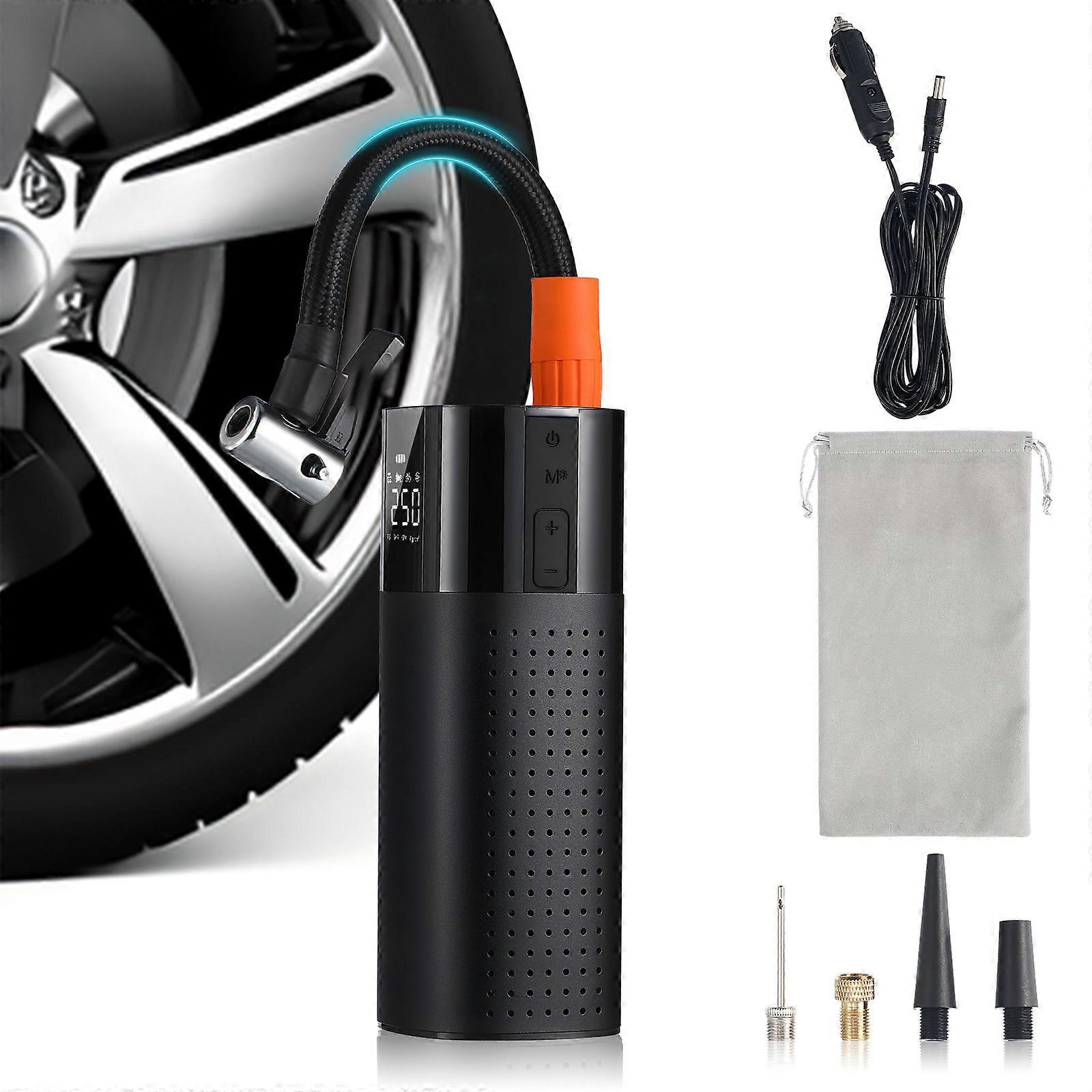 Portable Electric Tire Inflator with Automatic Shutoff and Pressure Monitoring for Car Use Black 12V