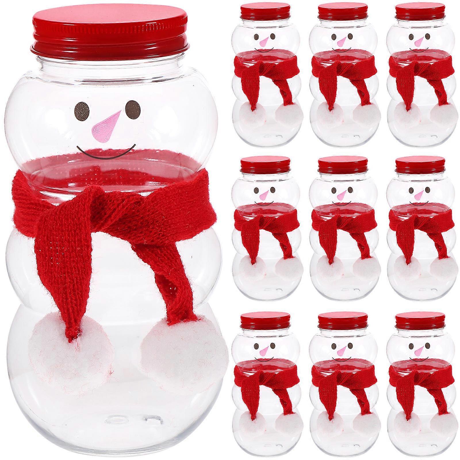 Snowman Shape Drink Containers 10 Sets For Children And Families Ideal For Christmas Transparent Plastic