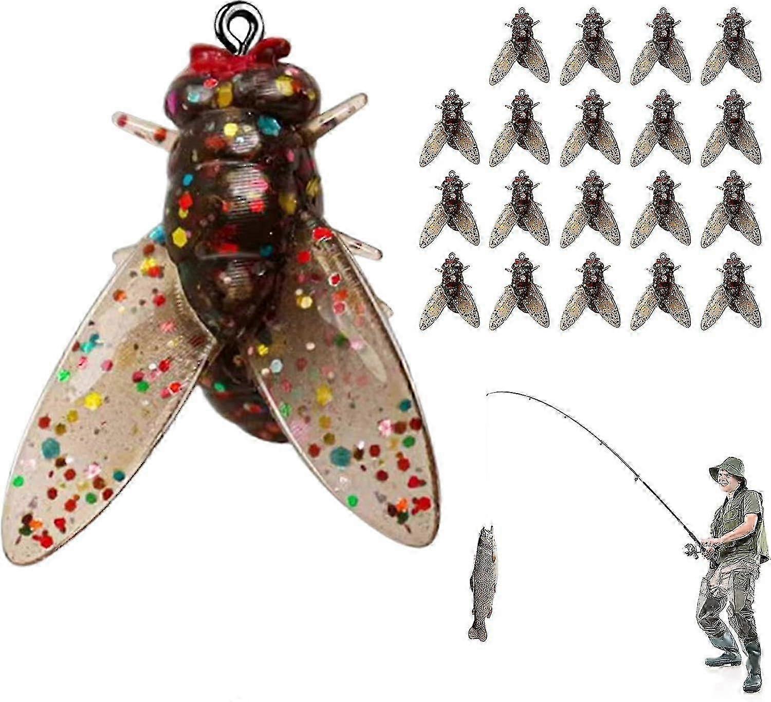 20pcs Bionic Fliegenfischen Köder 2025 Neue Biomimetische Fliegenfischen Köder, Salzwasser Süßwasser Fliegen Spinner Schwimmköder Fliegenfischen Haken Panfish Köder Set