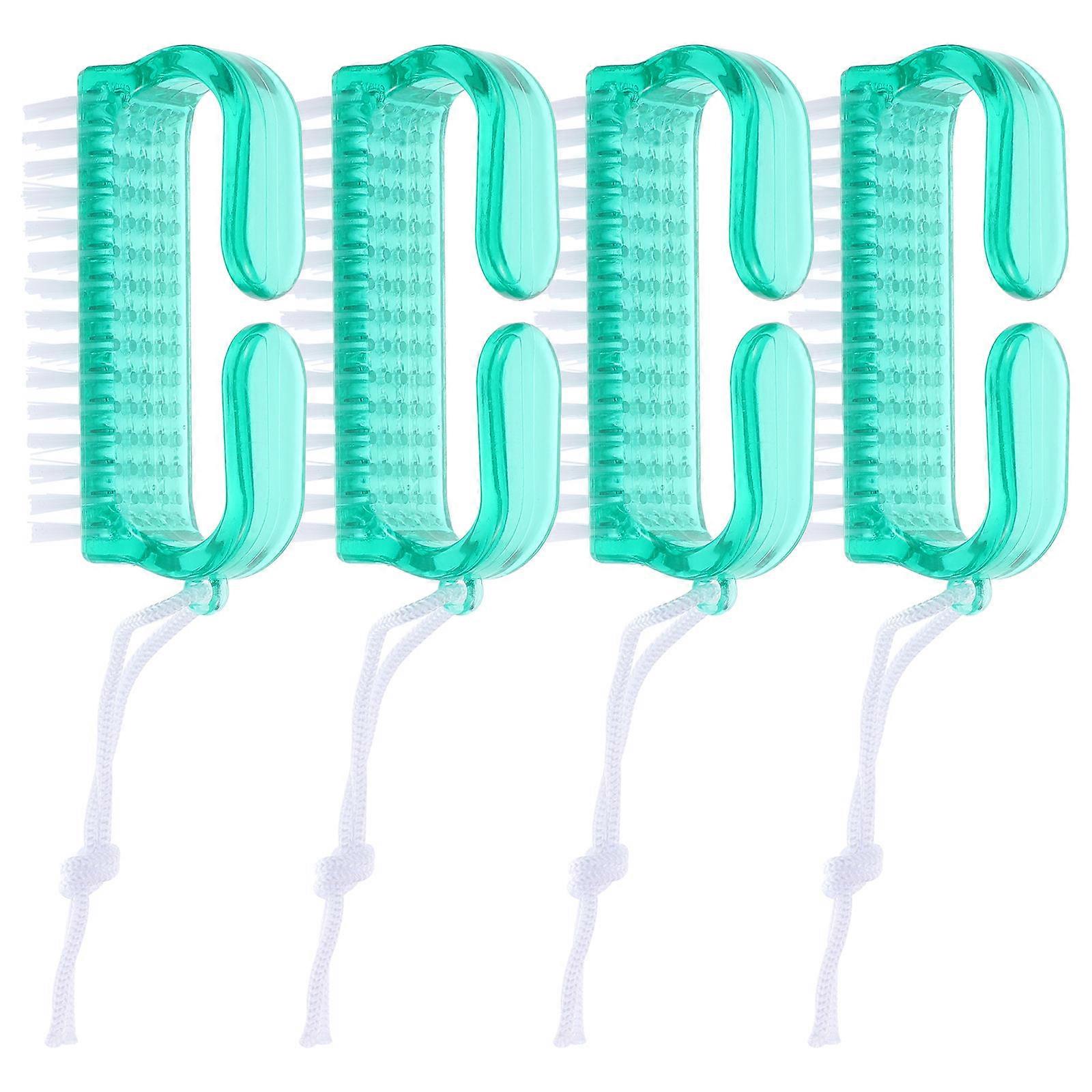 4 Pcs Nail Cleaning Brushes with Plastic Handles for Fingernails and Toes, Manicure and Pedicure Tools, Compact Lightweight Design for Home and Salon