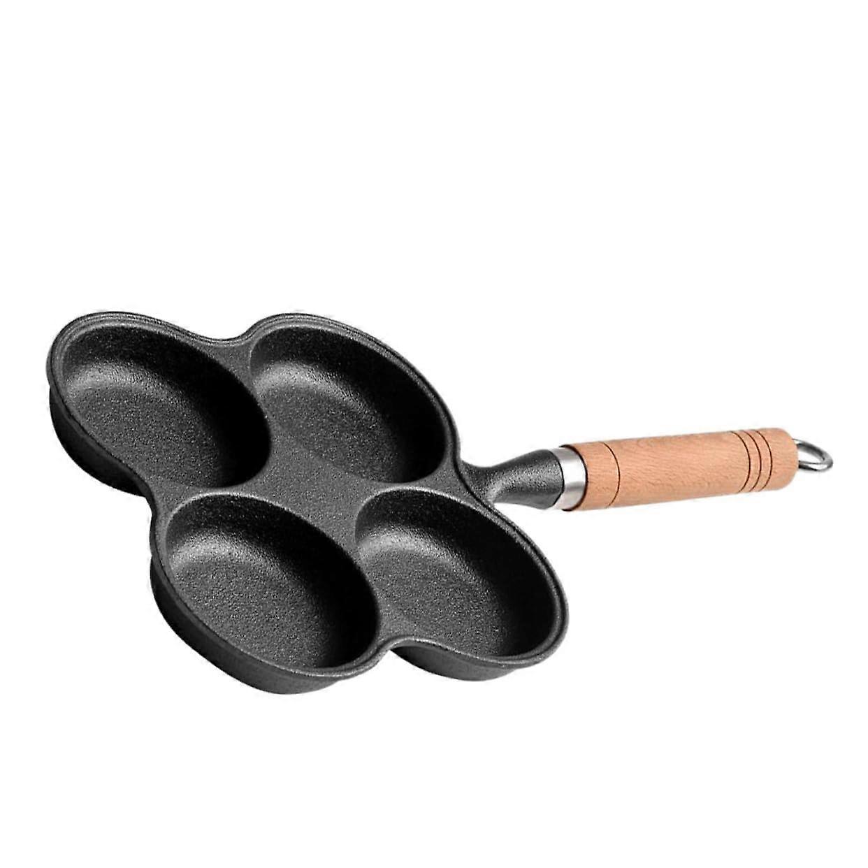 Non-Stick Four-Hole Egg Frying Pan With Lid For Omelette And Burger, Gas And Induction Stoves, Sturdy Kitchen Cookware