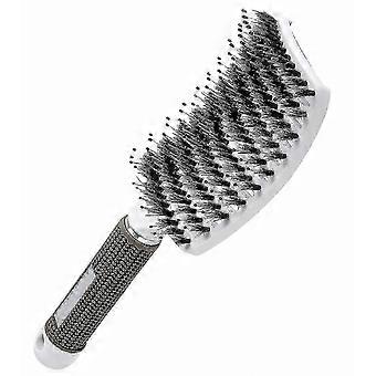 Curved Vented Hair Brush with Boar Bristle and Nylon for Blow Drying, Detangling, and Head Massage