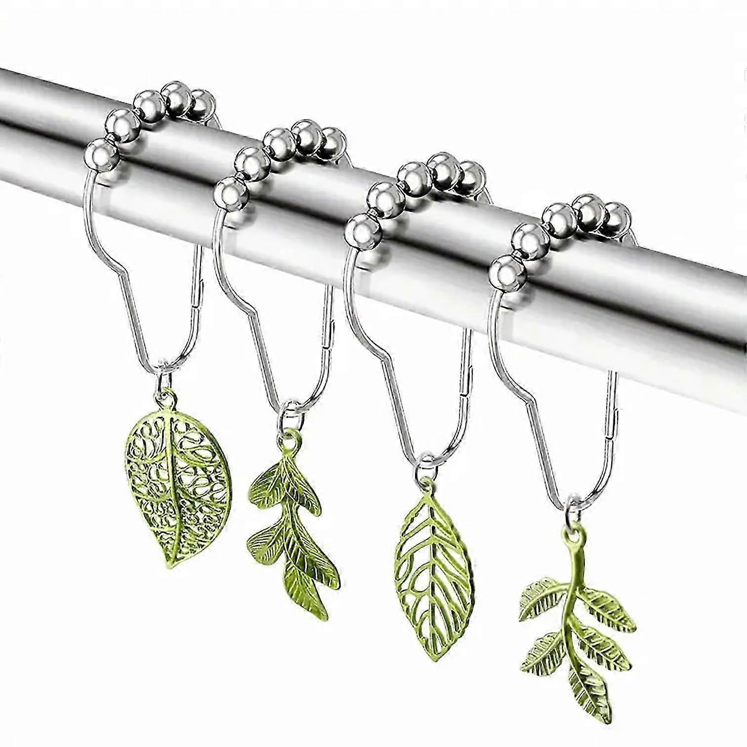 12 st Tree Leaf Duschgardin Krokar Ringar för Hem