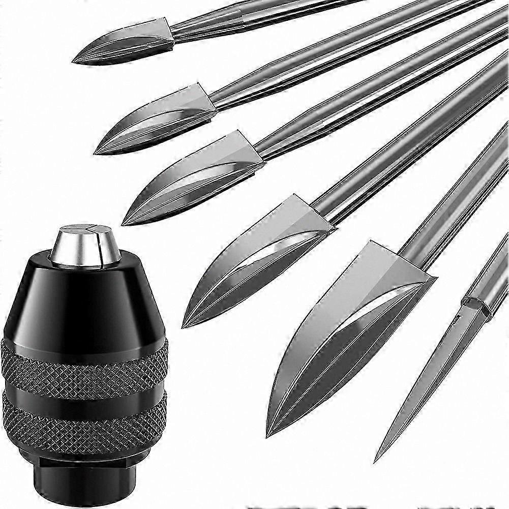 7-Piece Wood Carving Set, 1/8 Inch Shank HSS Engraving Drill Bits for Crafting and Grinding Projects with 448