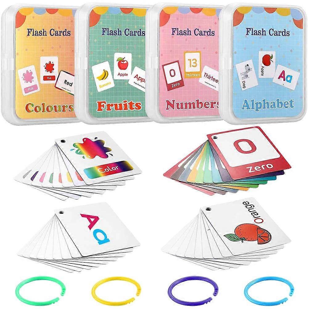 4pcs Educational Flash Cards for Kids – Multi Functional Learning Tool with Colors, Fruits, Animals & Numbers to Enhance Study Skills and Parent