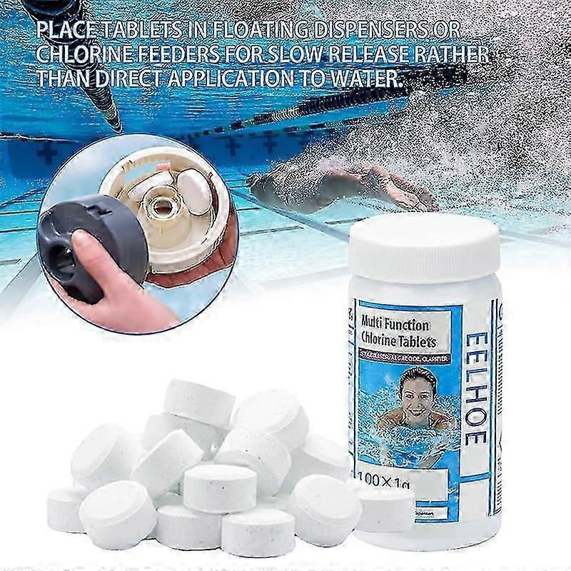100pcs Swimming Pool Cleaning Chlorine Tablets Multifunction Algaecide
