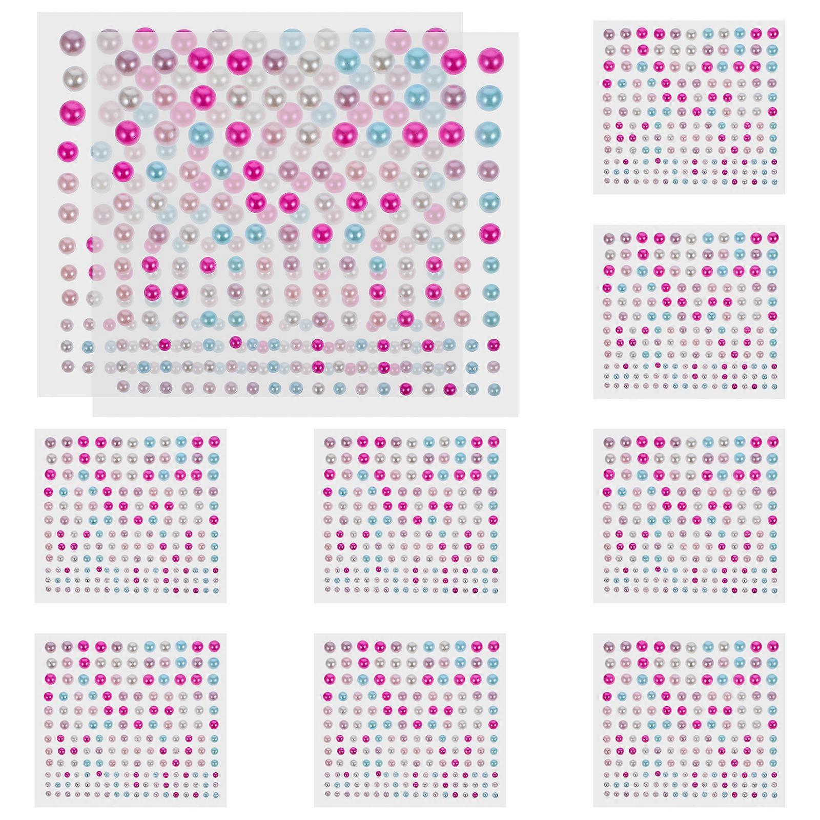 Self Adhesive Pearl Stickers 10 Sheets Flat Back Decals for Makeup, Nail Art, Crafts Versatile, Easy to Use, Removable, Perfect for Festivals,