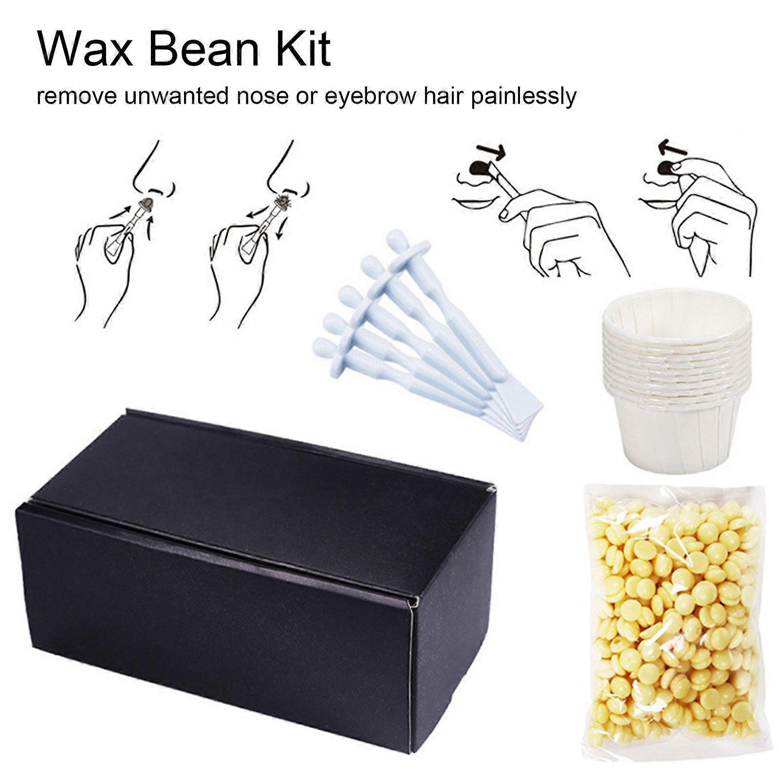 Wax Bean Kit Nose Hair Removal Wax Kit Wax Applicators Sticks Beans Paper Cups for Removing Nose Eyebrow Hair