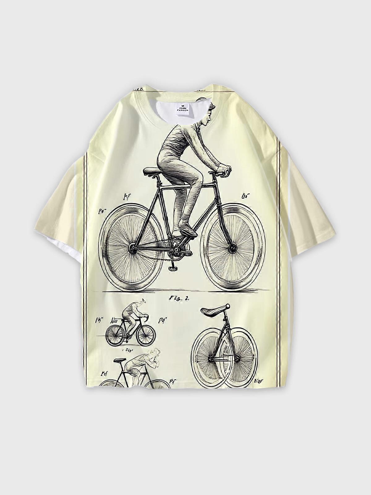 T-Shirt Round Neck, Loose Short Sleeve Pattern Graphic Tee, Unisex Summer Casual Top U2011
