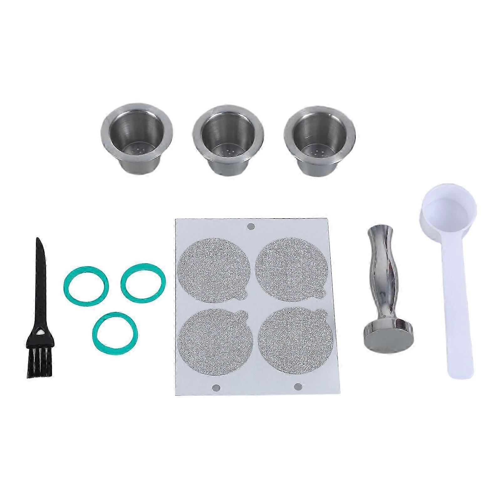 Stainless Steels Coffee Pods Filter Reusable Capsuled Metal Reusable Coffee Capsuled with Tamper and Spoon Easy to Use Cs