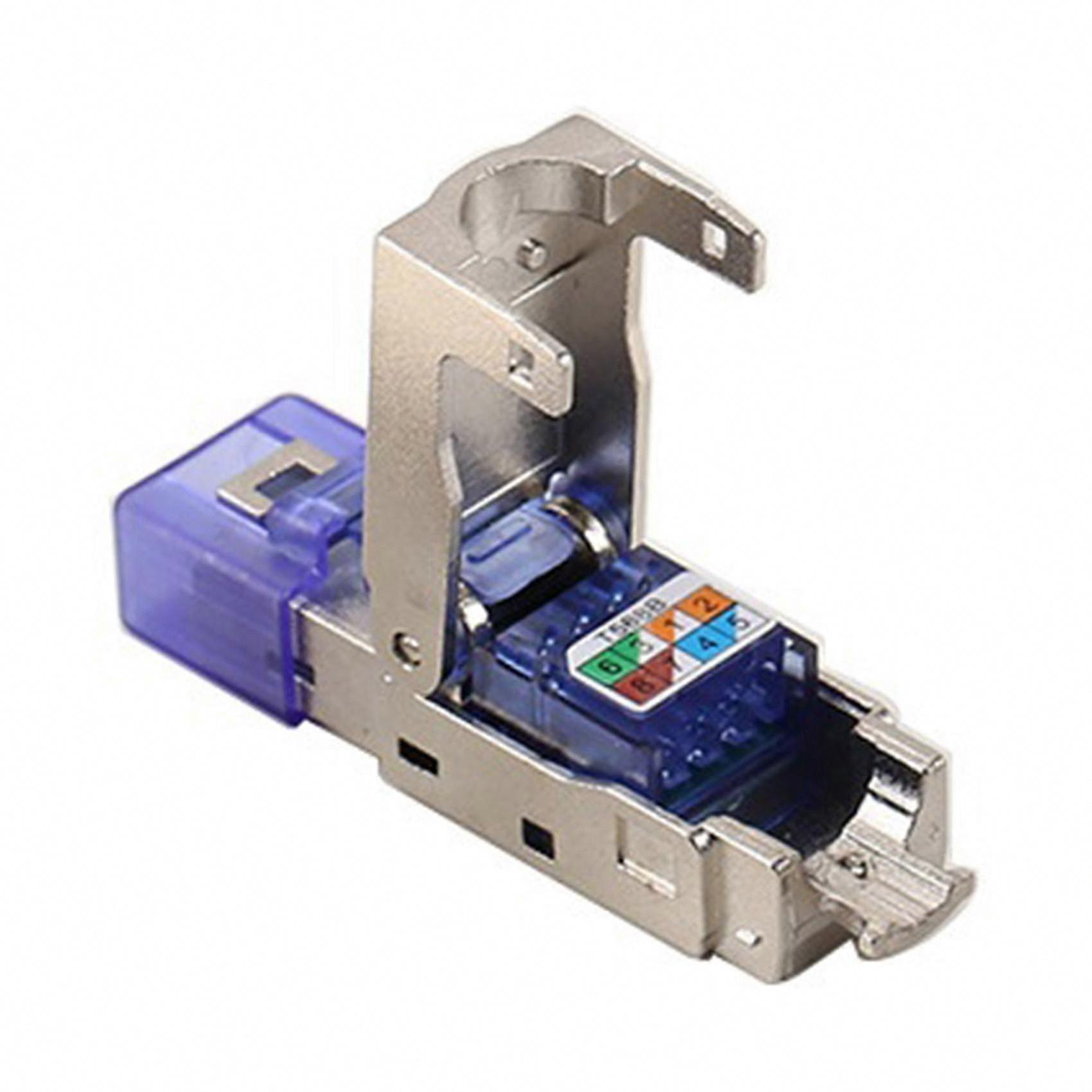CAT8 RJ45 Connector Plug No Crimping Tool 40Gbps 50U Zinc Alloy Shielded Network Cable RJ45