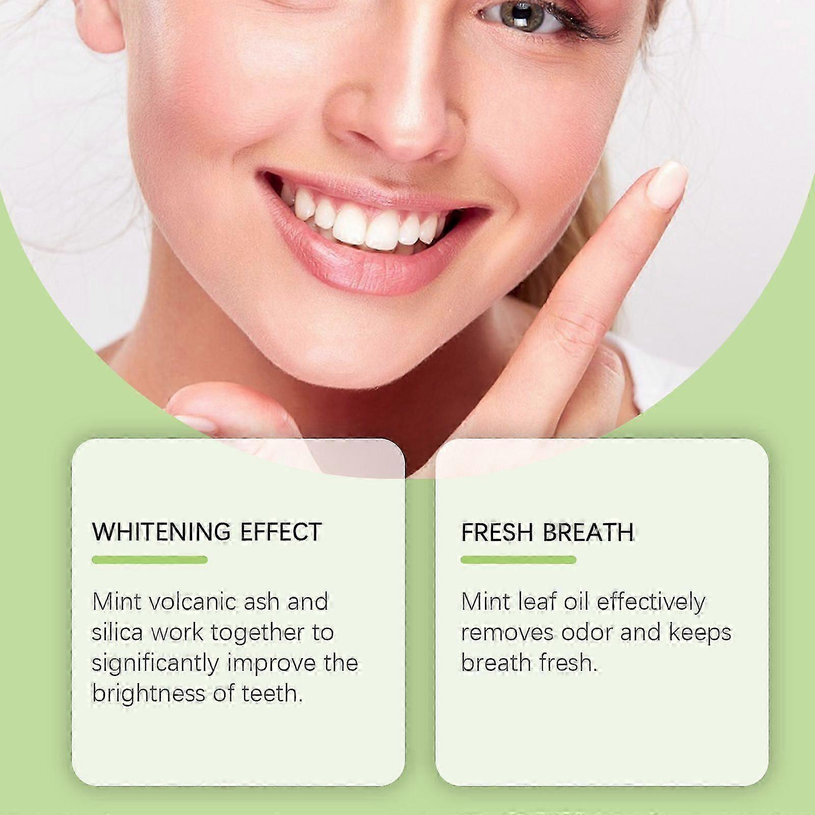 Peppermint Volcanic Ash Whitening Toothpaste - Brightens Yellow Teeth & Freshens Breath, 100g