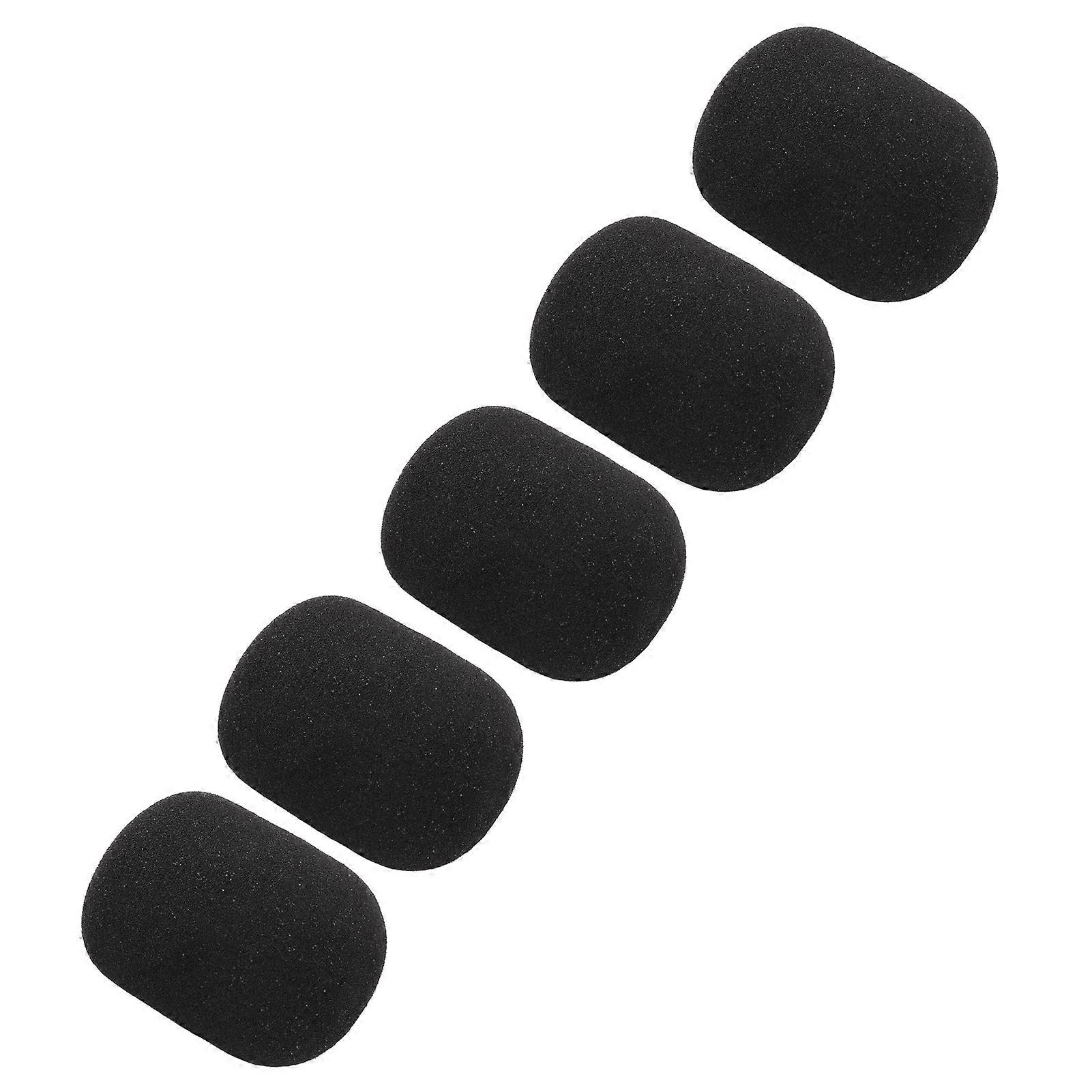 5Pcs Microphone Wind Screen Mic Cover Windshield Thickened Sponge Accessory Set Kit Black 