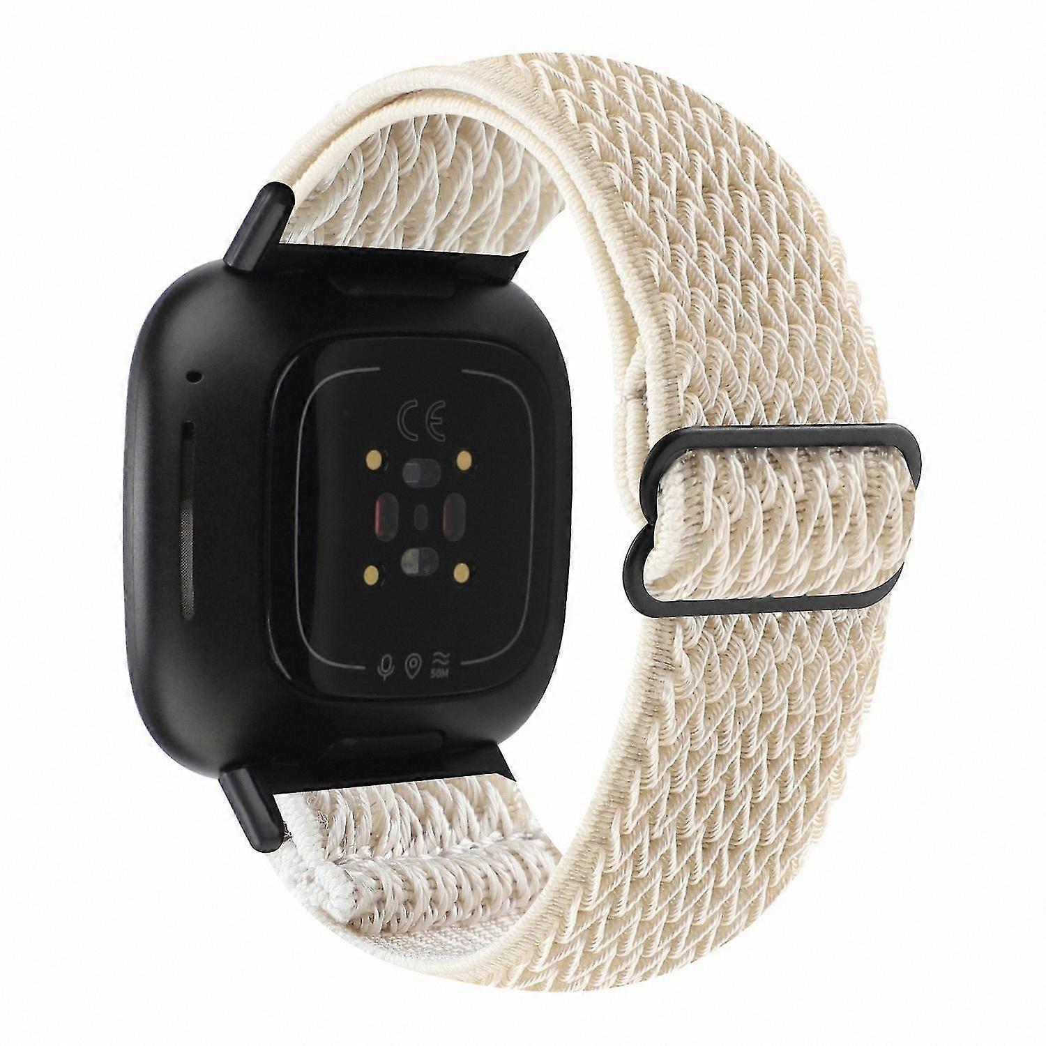 Stretchy Nylon Braided Watch Band with Wave Pattern for Fitbit Versa 4/Sense 2 Replacement Strap