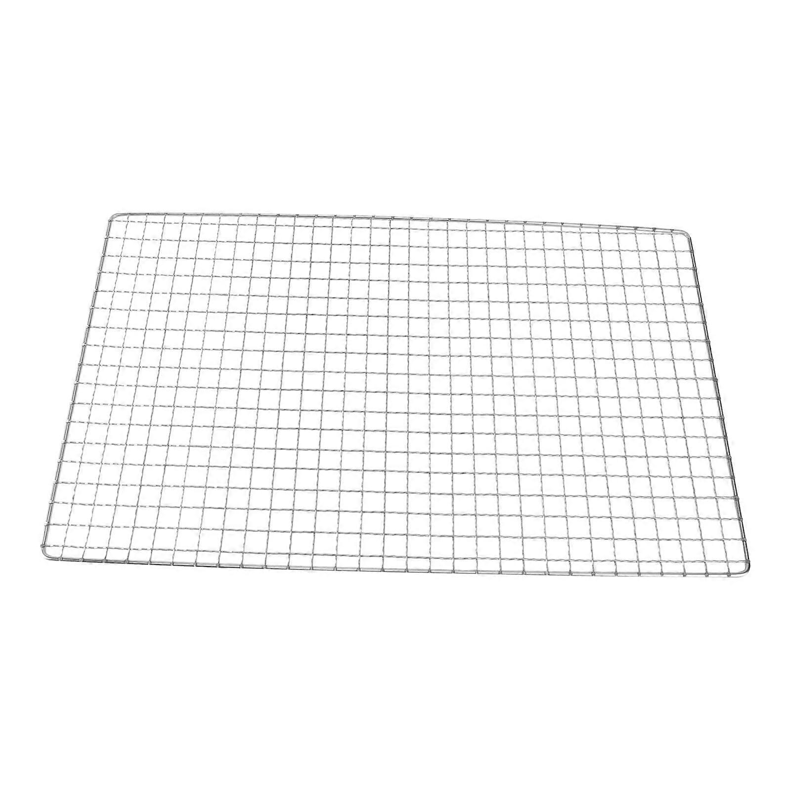 Rustfritt stål firkantede hull grill grill netting multifunksjonell grillrist matlaging bakerist grillgrill (26 x 44 cm)