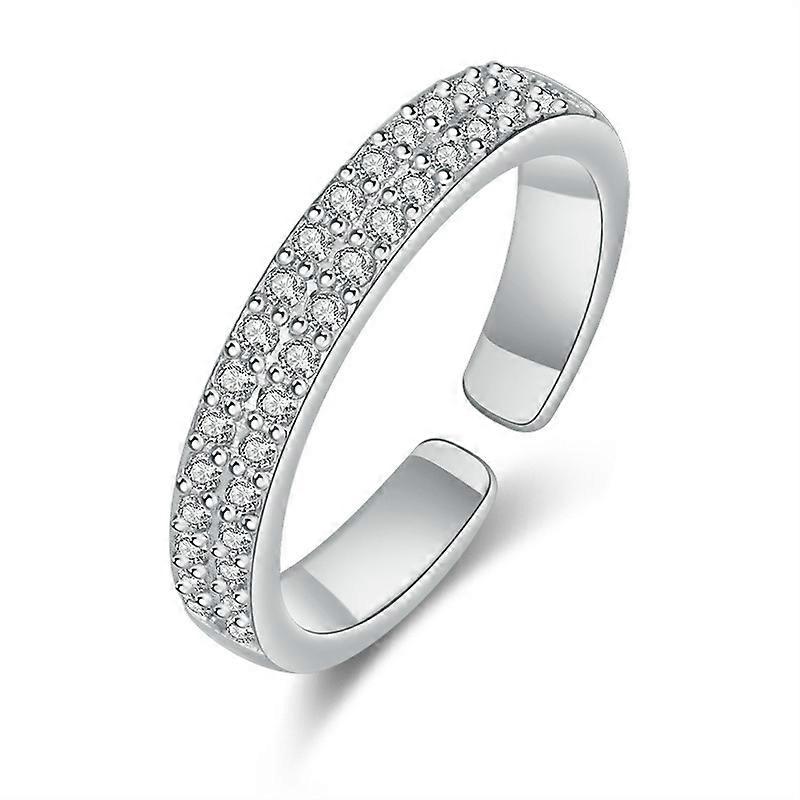 Women's Ring, Open Adjustable Double Row Full Diamond Studded Jewelry