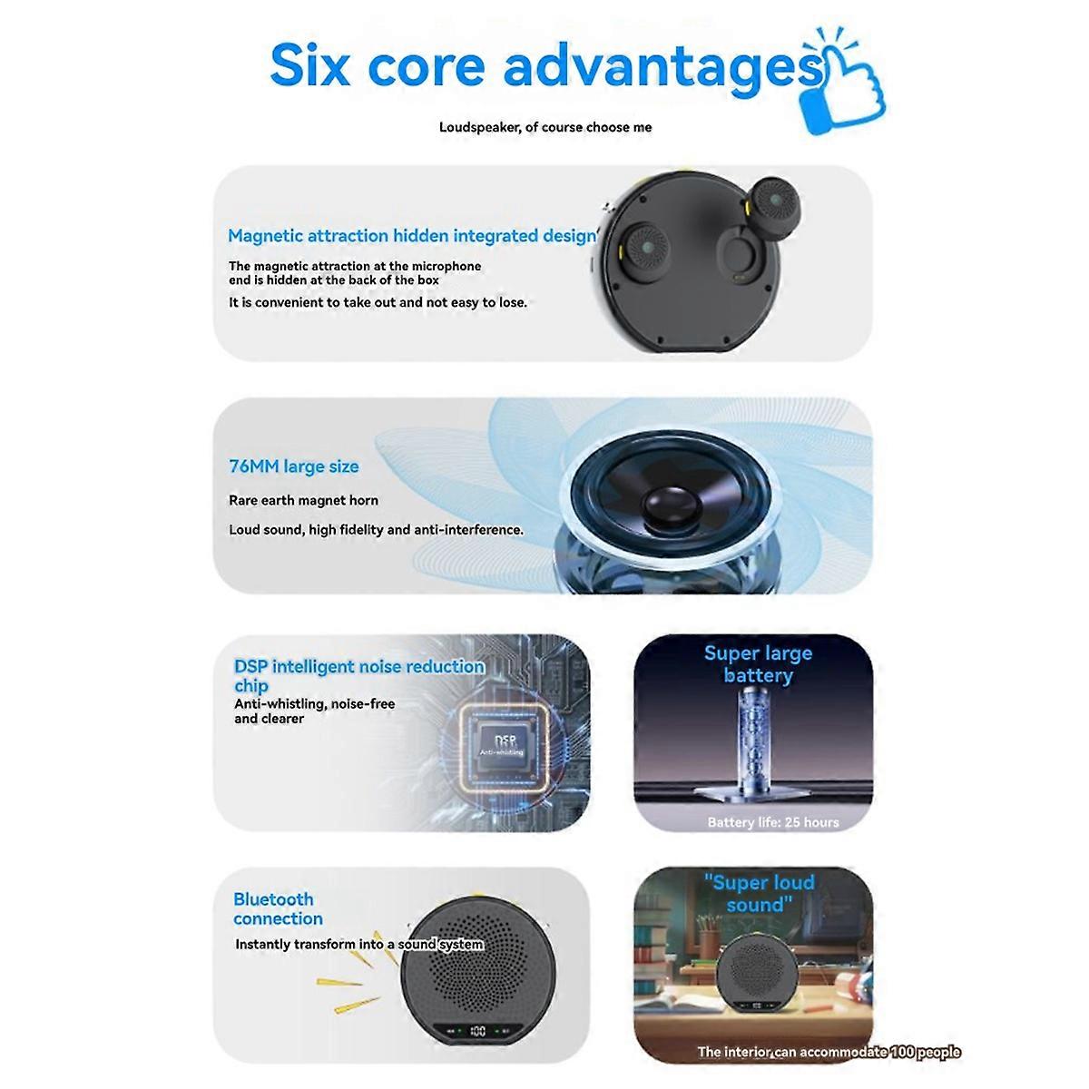 Little Bee Wireless Speaker Magnetic Button-Type Teacher Black