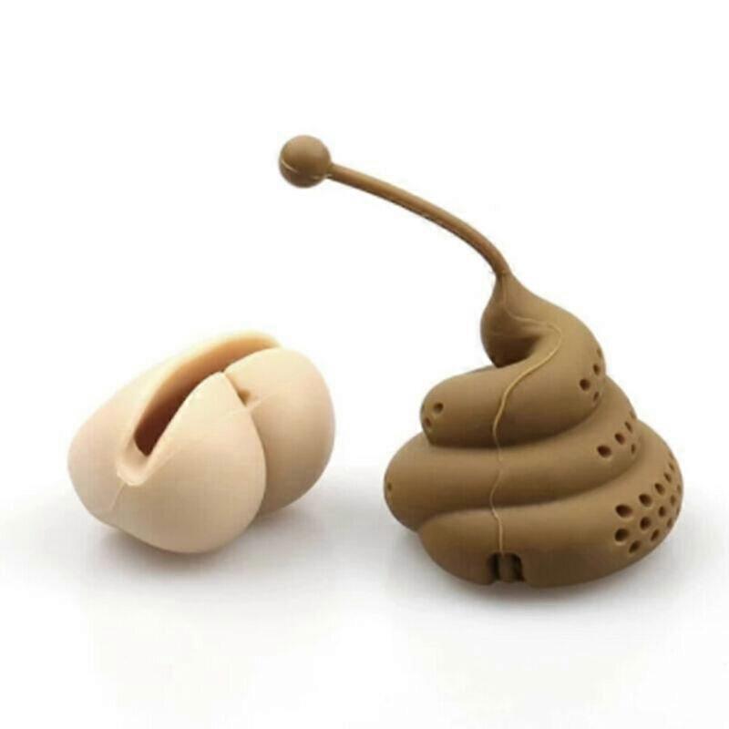 Poo Shape Silicone Tea Infuser Creative Poop Interesting Funny Accessories Set