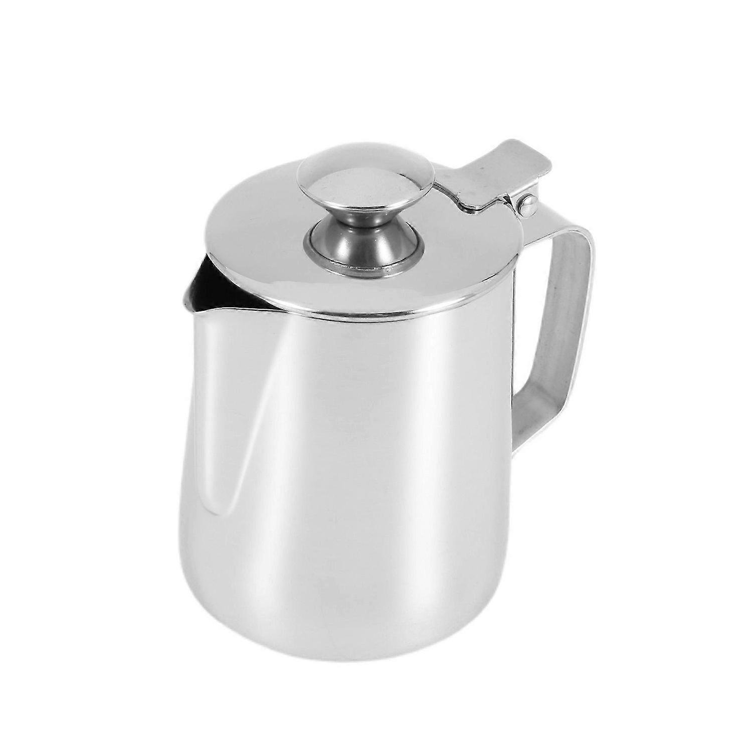 350Ml Stainless Steel Milk Frothing Pitcher with Lid Espresso Coffee