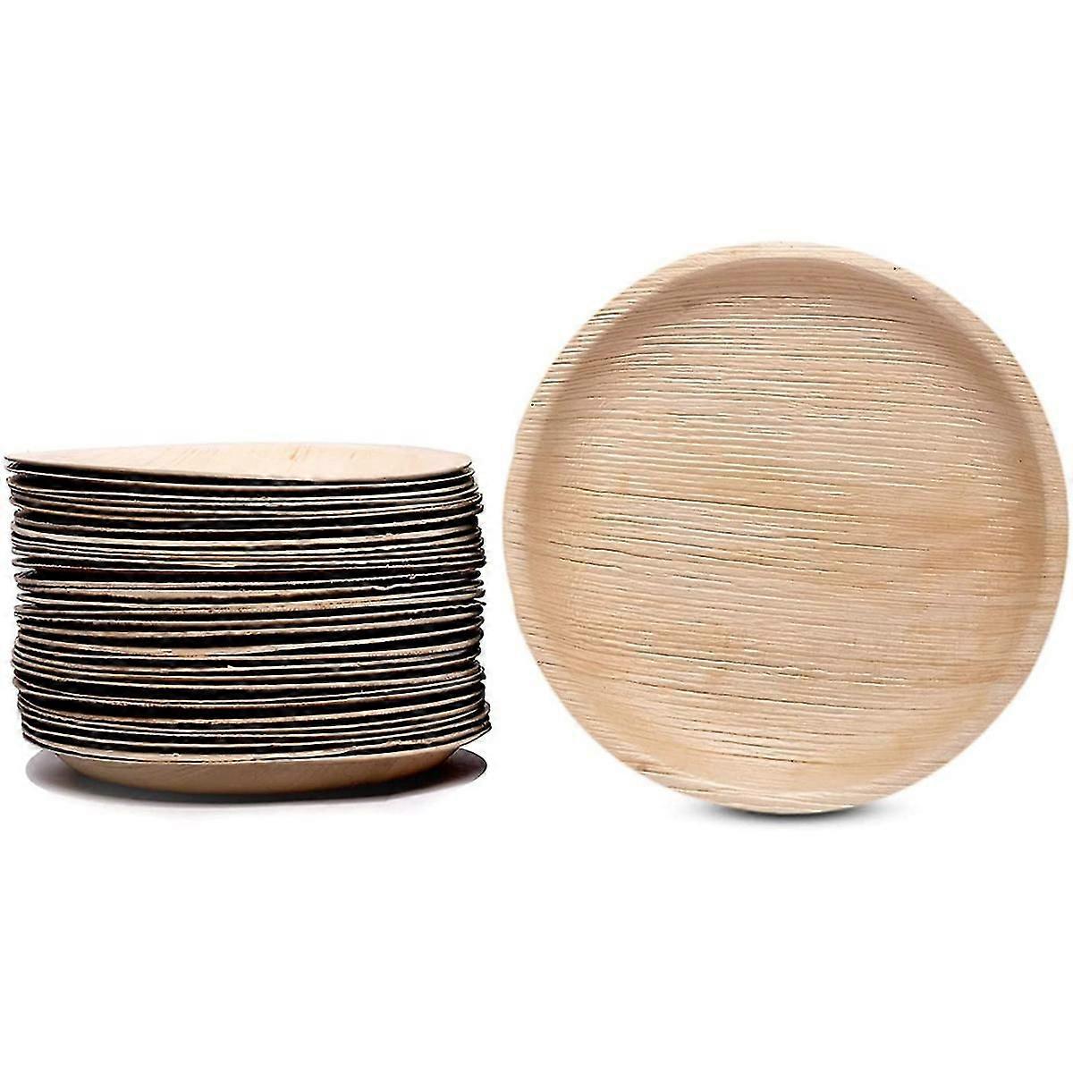Assiettes compostables, biodégradables, jetables en feuilles de palmier robustes, au micro-ondes et au four (20, 8 pouces R