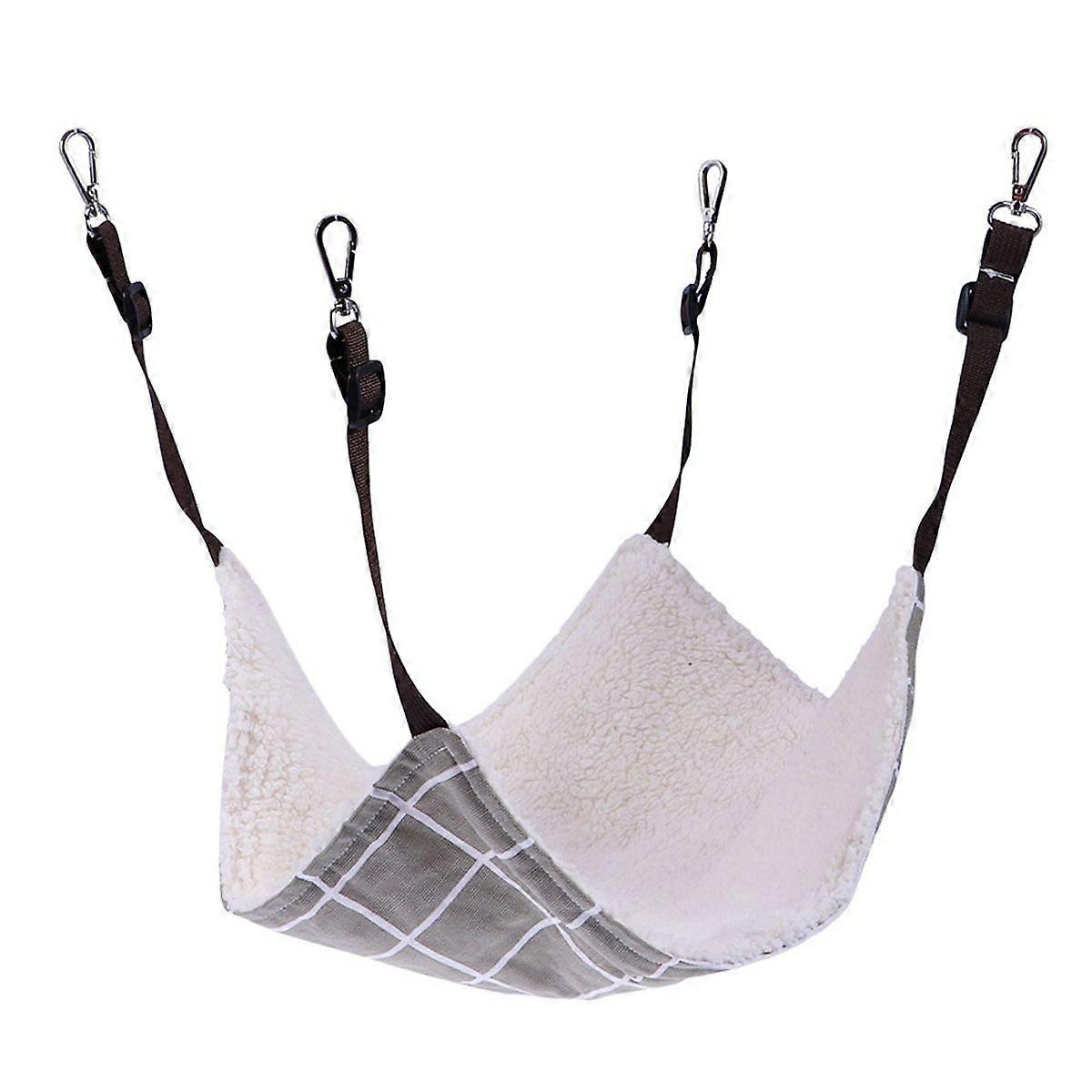 Cat Hammock Double Layer Canvas Bed Warm Hanging Bed Air Permeable Basket Cradle Animal Puppy Hammock Size L (Random Color)