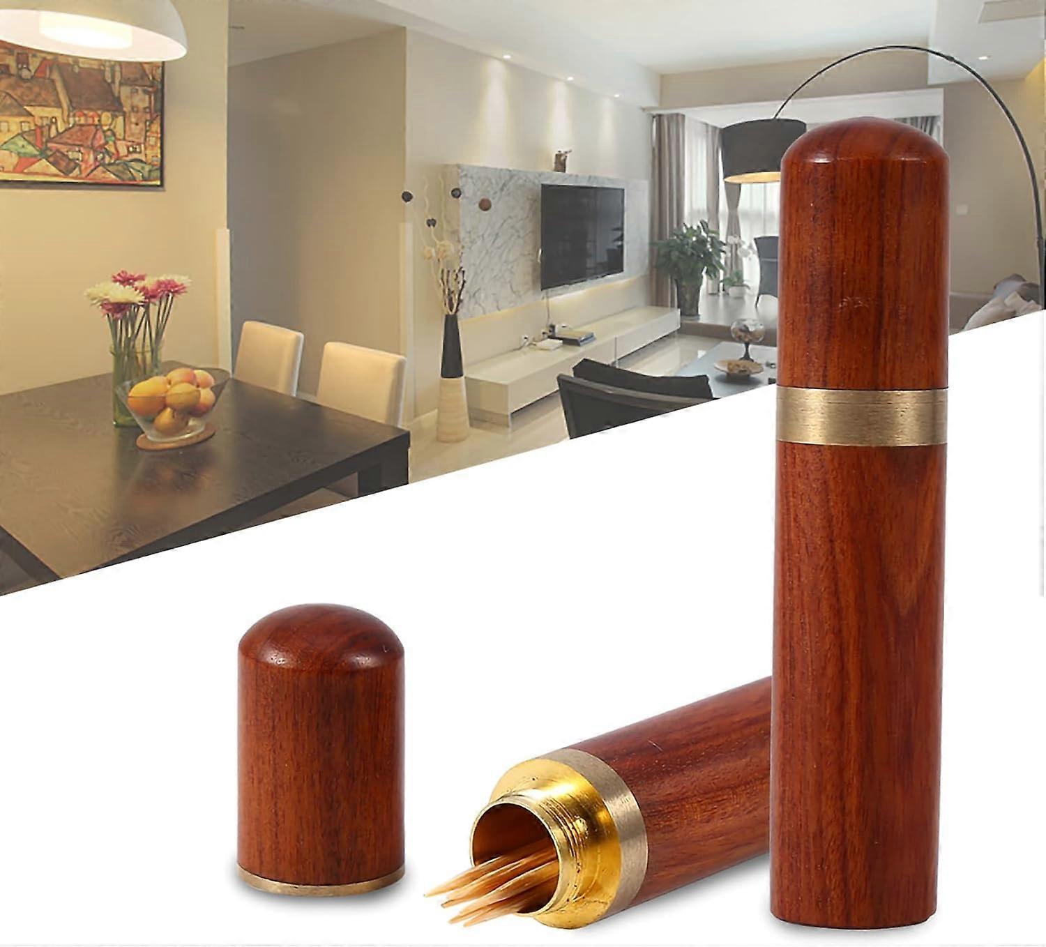Wood Toothpick Holder Capsule Case Portable Handmade Pure Wood Texture Outdoor Use Large Capacity Model FAG83ZU42B02