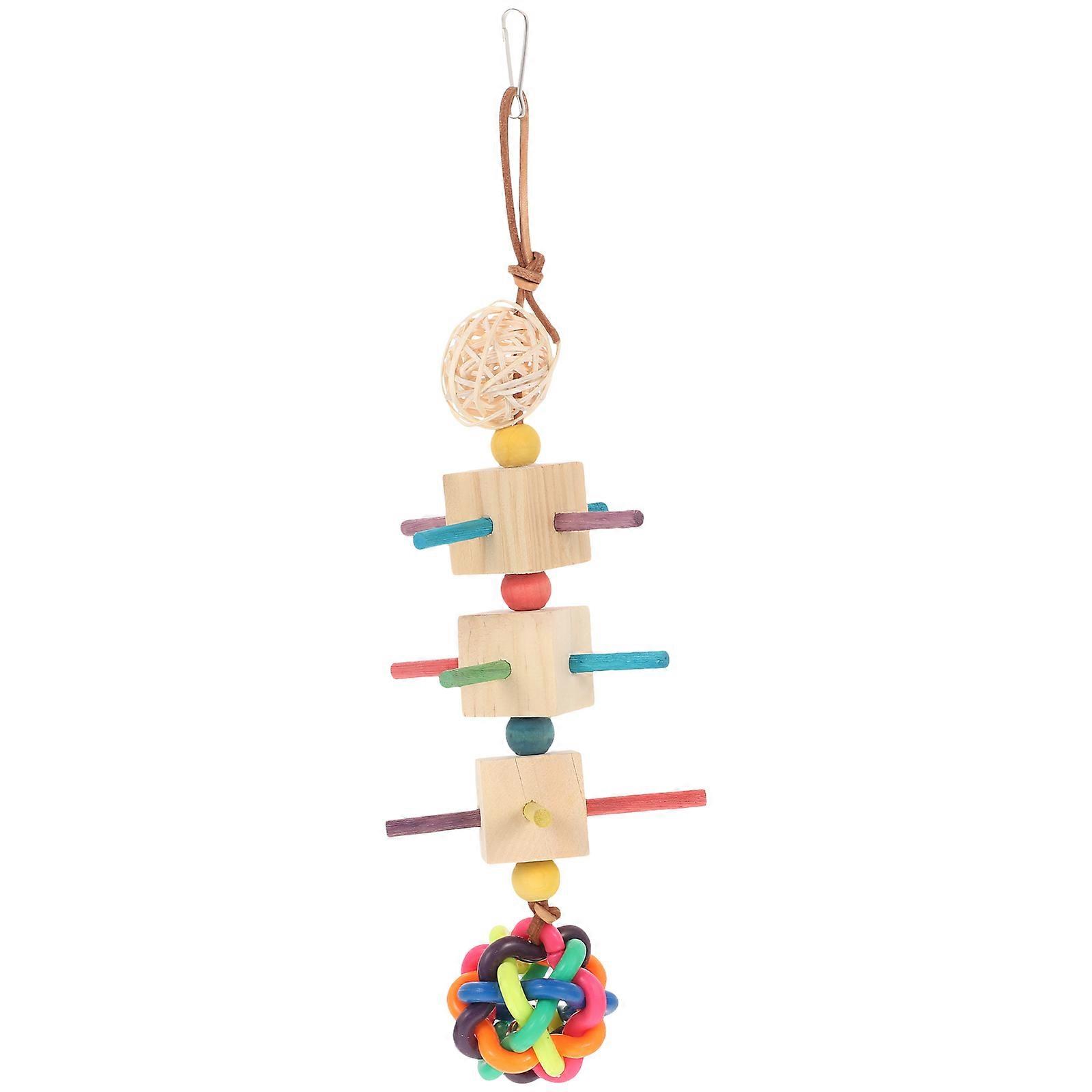 Bird Toy Wooden Hanging Parrot Chewing Toy Safe Durable Fun