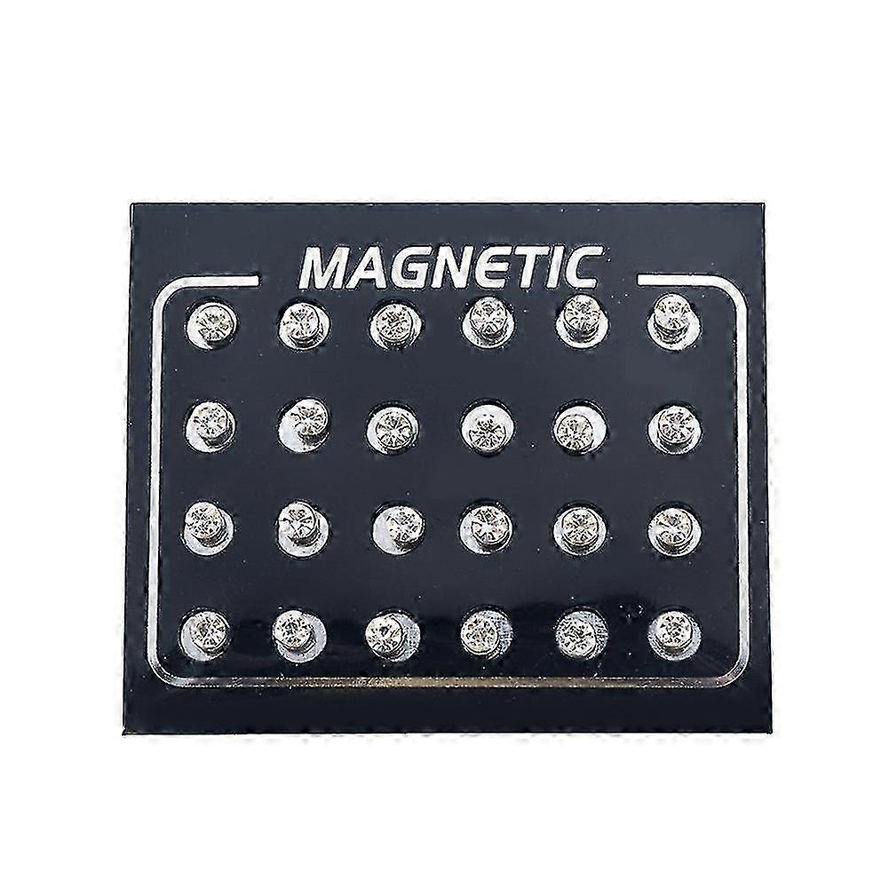 Magnetic Stud Earrings, Unisex Rhinestone Inlaid, Non Piercing, 12 Pairs/Set-2025