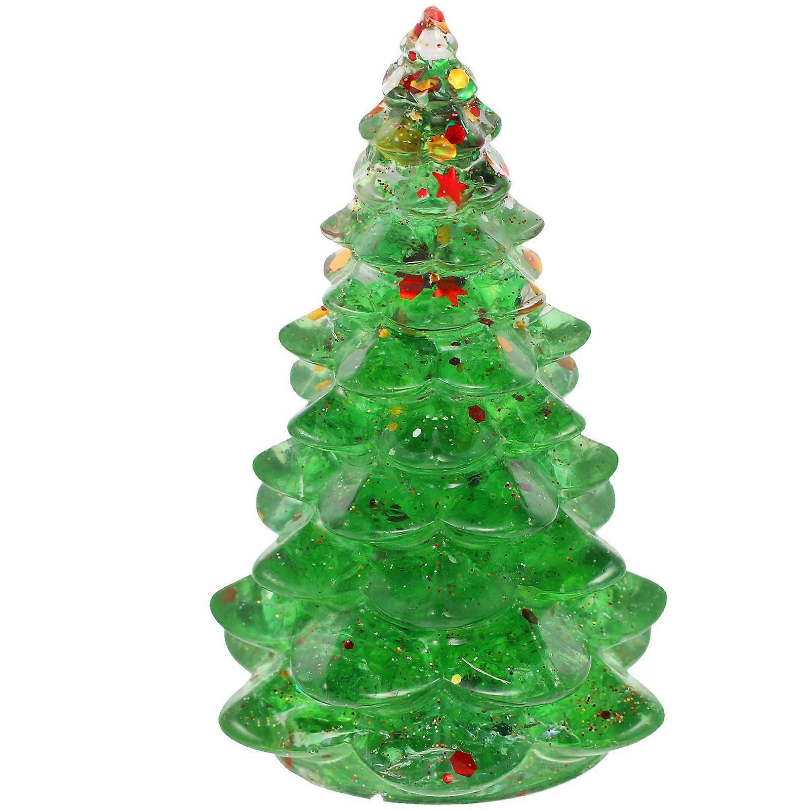Resin Christmas Tree Figurine for Desktop Decor with 4Pcs Green Set