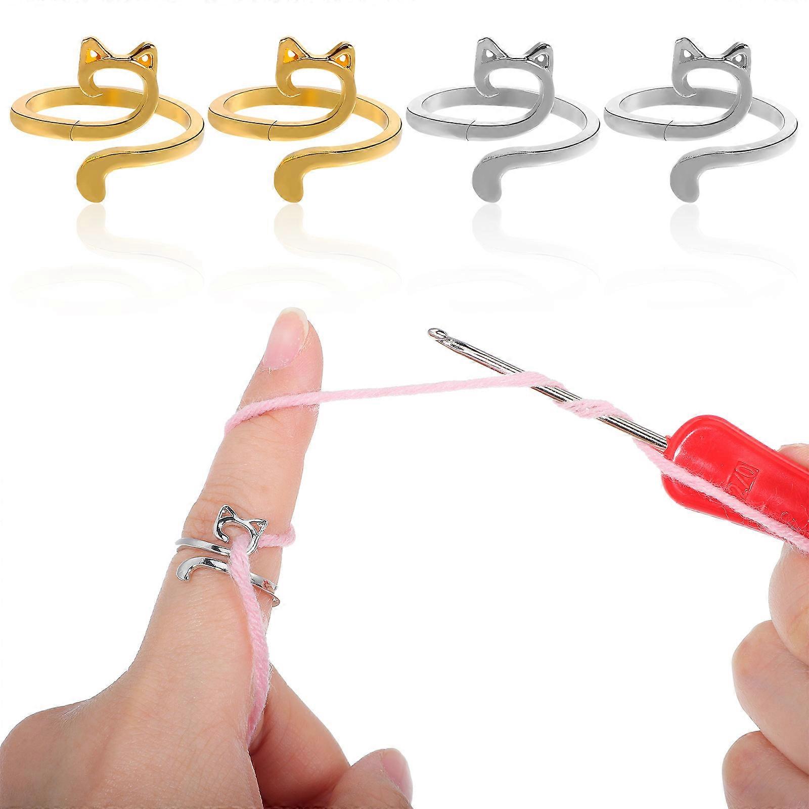 Adjustable Crochet Rings Alloy Finger Rings for Yarn Guide 8Pcs Set