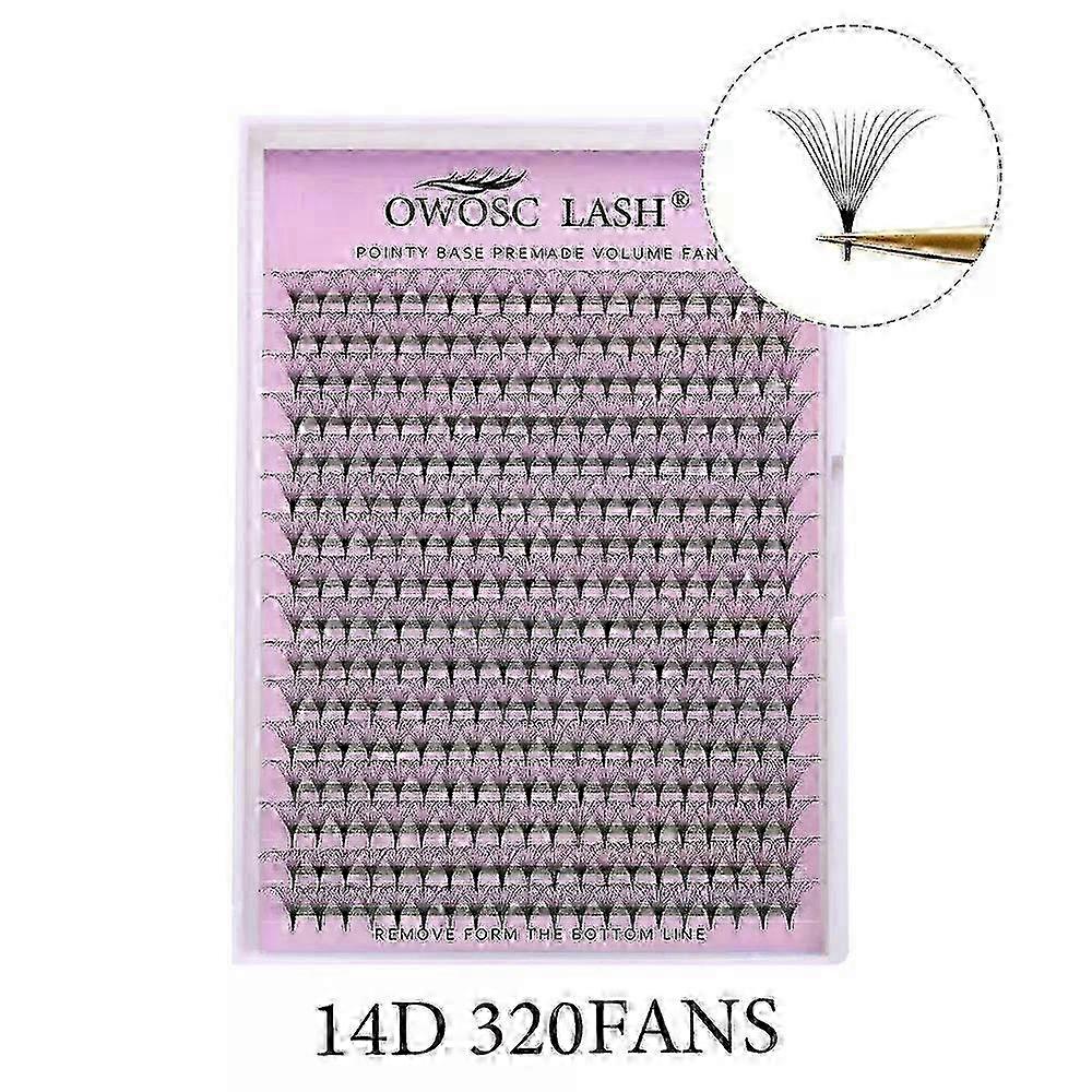 OWOSC 320 Fans Pointy Base Premade Volume Fans Medium Stem Sharp Thin Pre Made Russian Volume Fan Eyelash Extensions custom logo