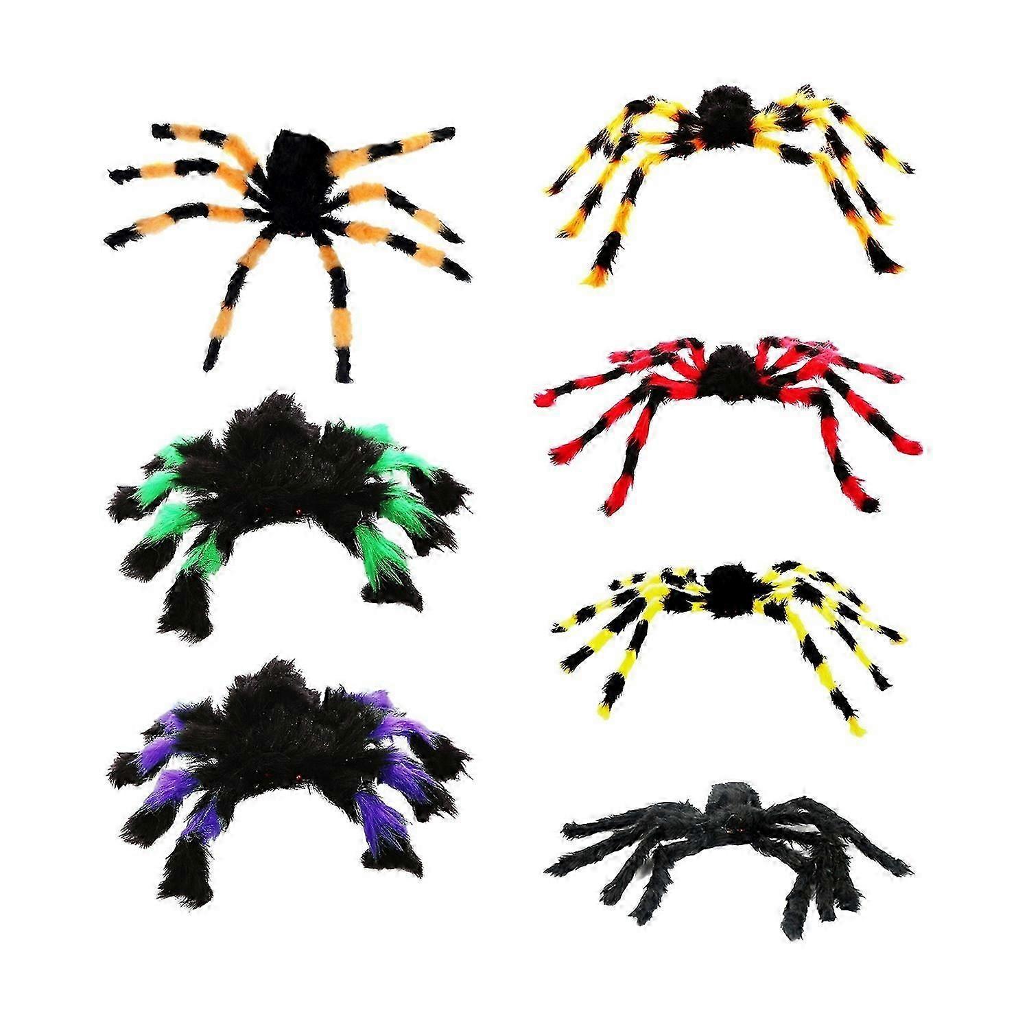Halloween Spider Decoration Realistic Furry Spider Figurine with Red Eyes for Outdoor Yard Porch