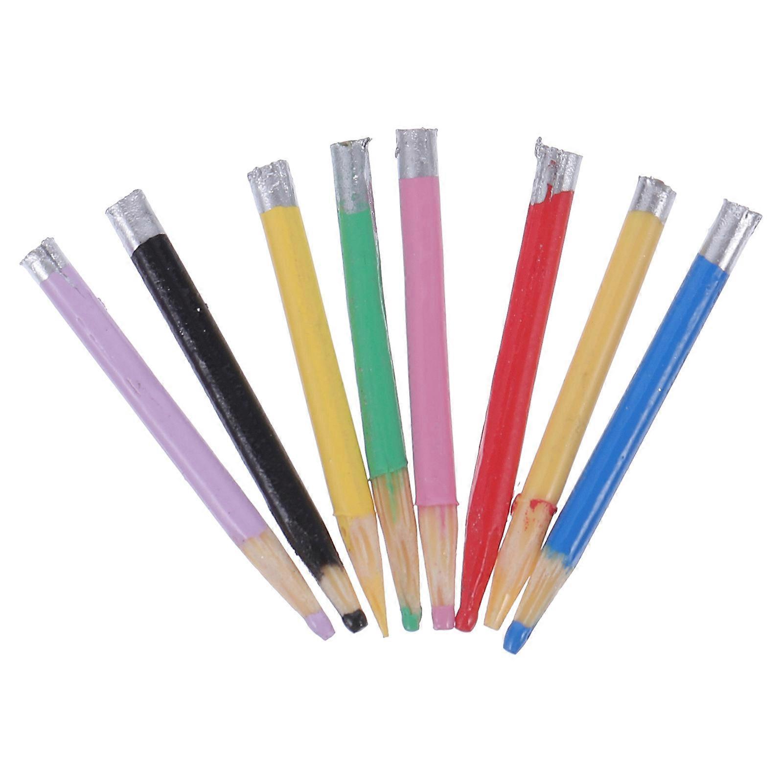 Dollhouse Pencil Miniature Model for Decoration 8Pcs Assorted Color Bamboo