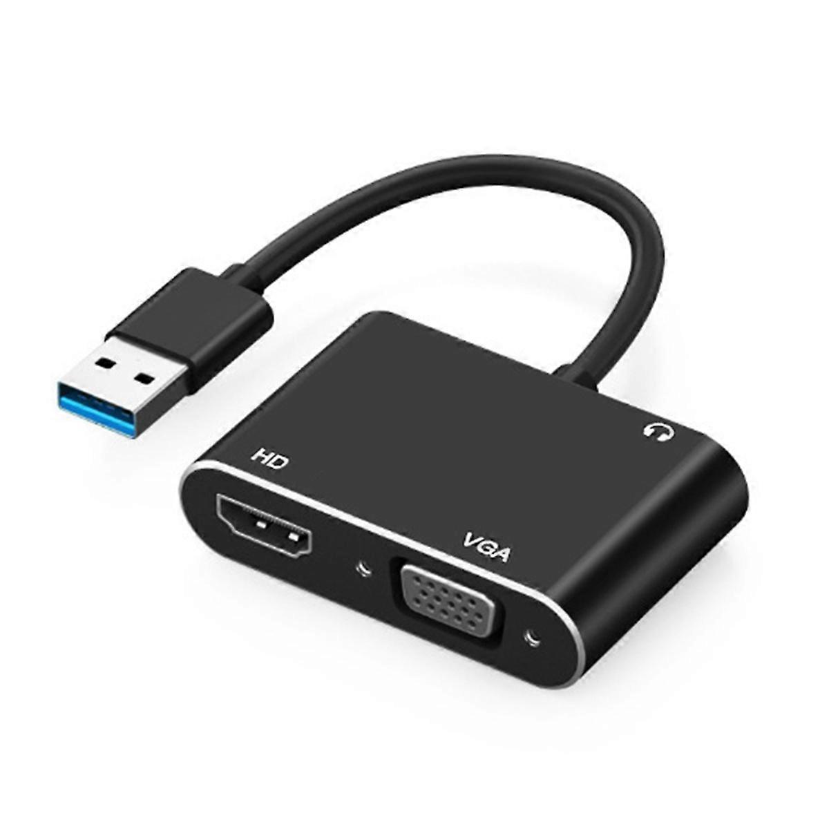 USB 3.0 to -Compatible VGA Adapter HD Video Converter Sync Output