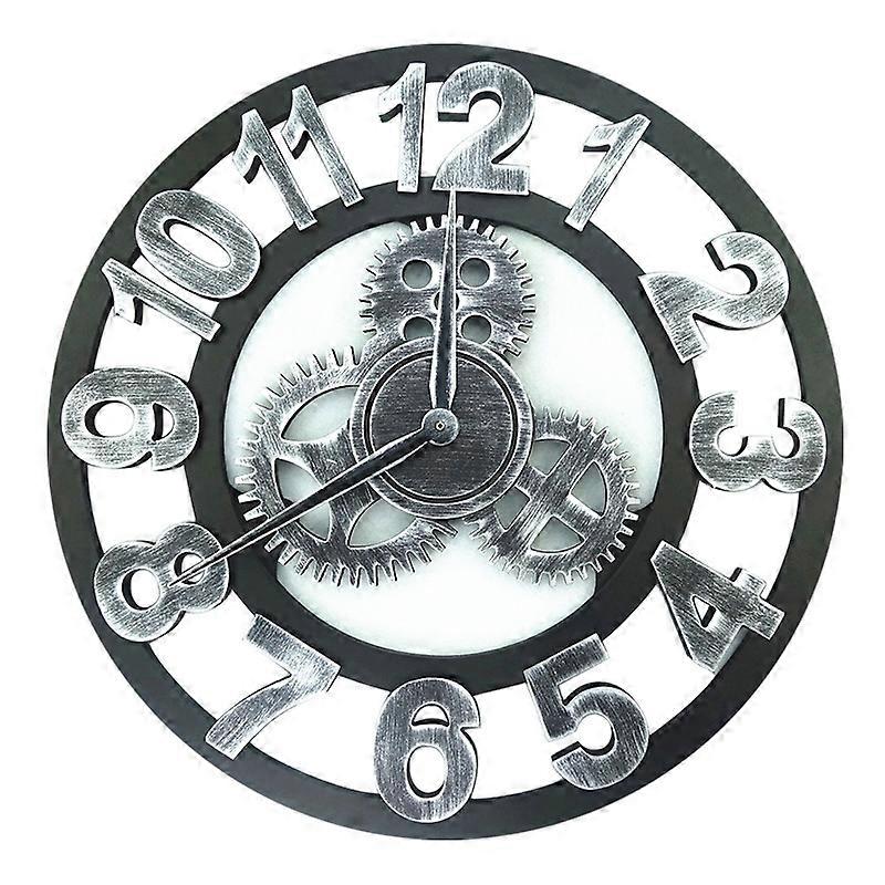 Wooden Round Single-sided Gear Number Wall Clock