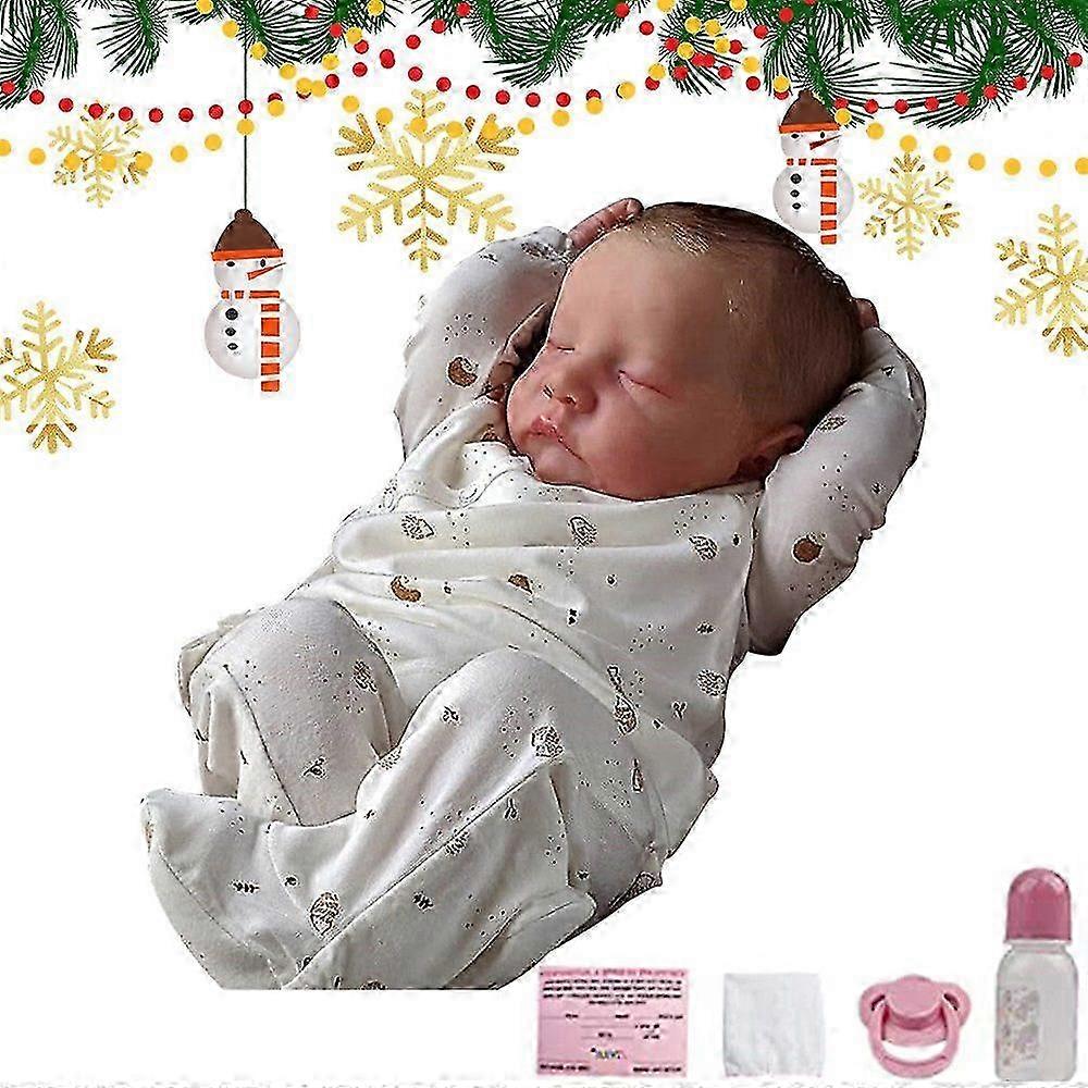 دمية أطفال سيليكون واقعية مقاس 48 سم مع عيون مغلقة وملمس جلد ثلاثي الأبعاد مفصل