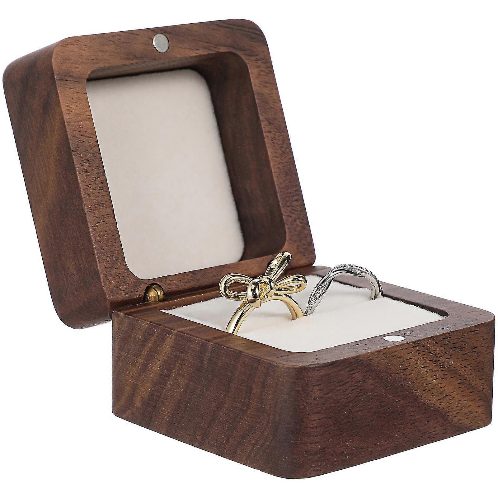 Ring Box for Storage 3Pcs Wedding Ring Boxes Small Wood Box for Rings