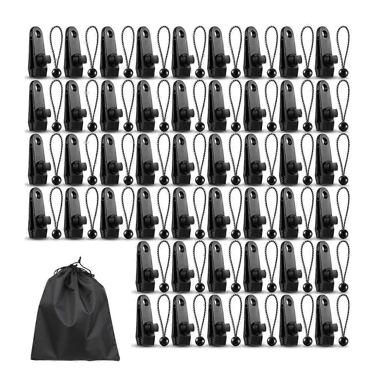 30Pcs Tarp Clips&30Pcs Ball Bungee Cords, Tarp Clips Heavy Duty Grip